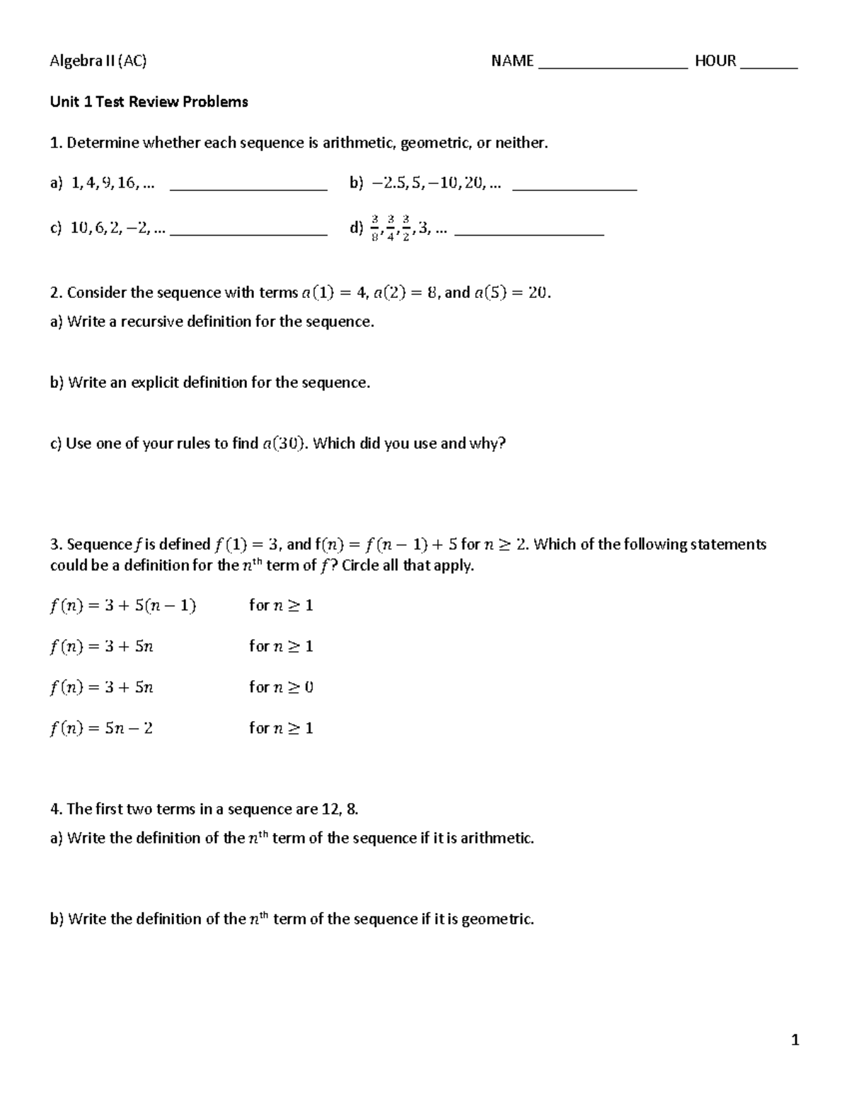 Unit+1+Test+Review+Problems+(AC) - Unit 1 Test Review Problems ...