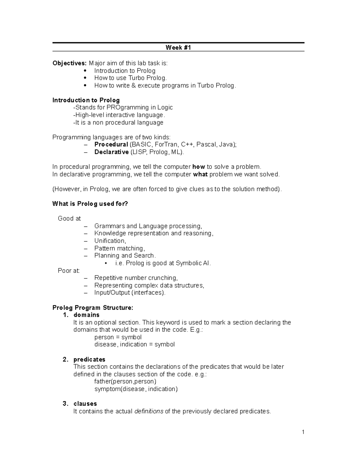 164180785 AI Lab Manual - Week # Objectives: Major aim of this lab task ...