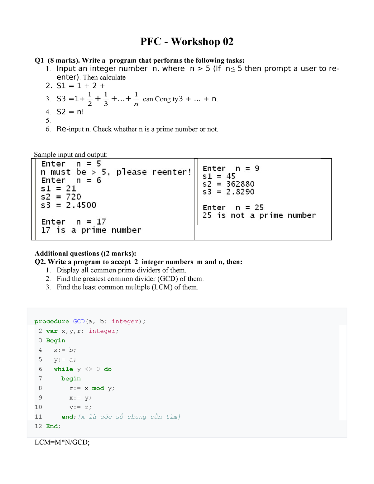 W01 2 - Workshop Prf192 - PFC - Workshop 02 Q1 (8 Marks). Write A ...