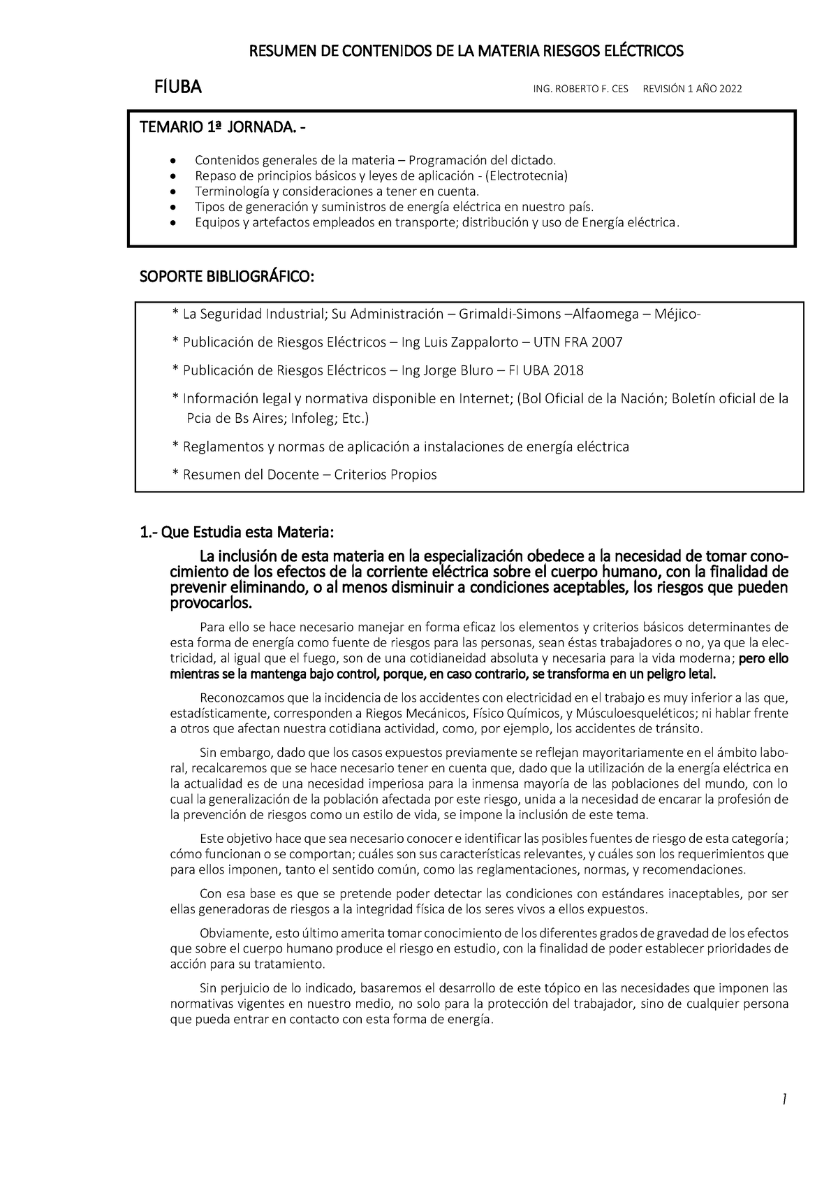 Clase 1-2022 (PDF) - FIUBA ING. ROBERTO F. CES REVISIÓN 1 AÑO 2022 ...