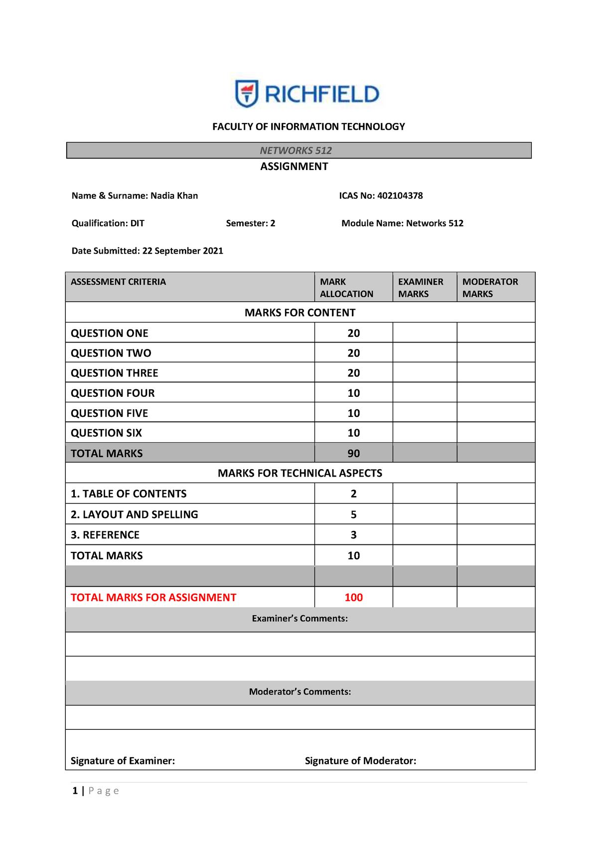 networks 512 assignment