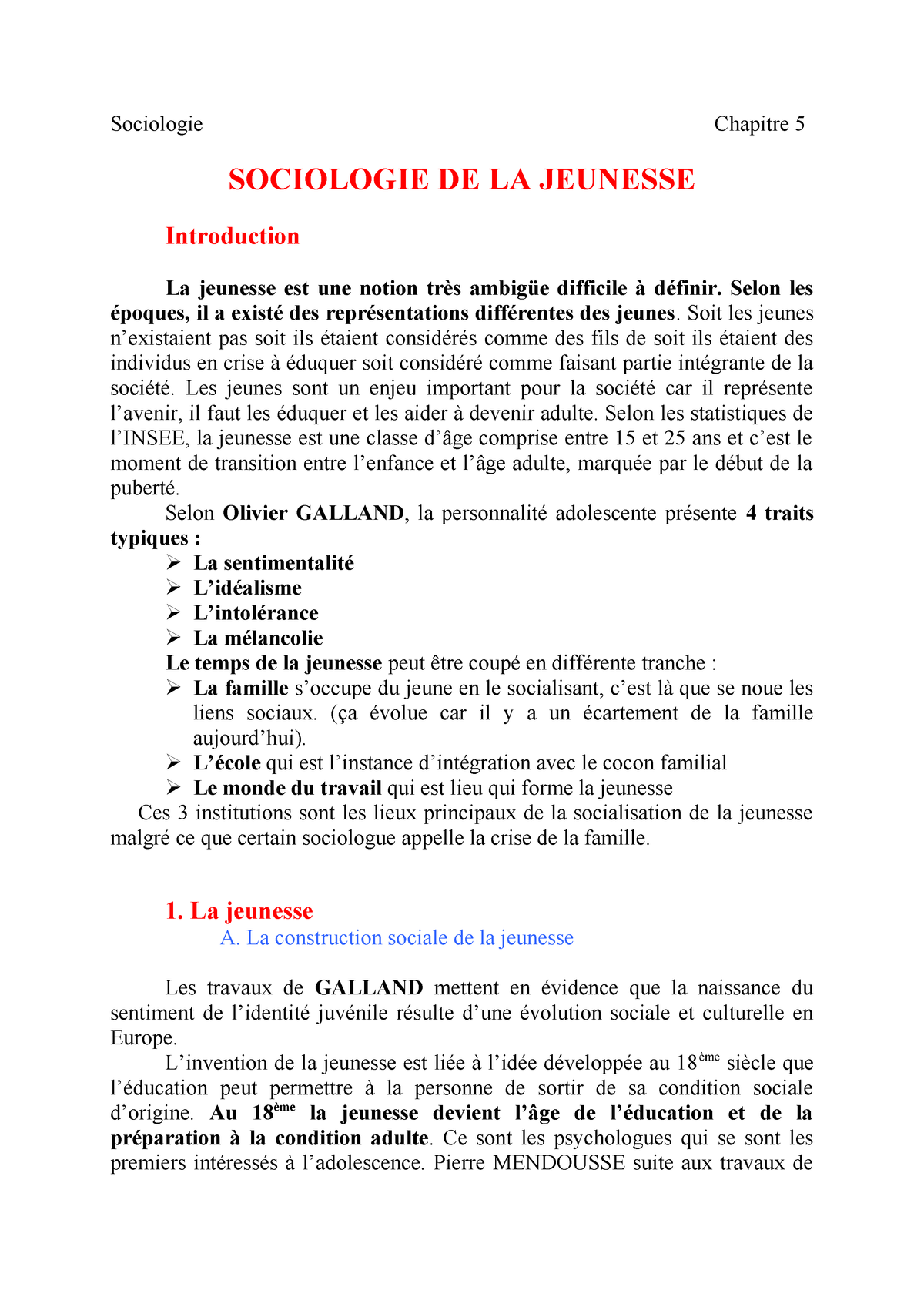 la jeunesse dissertation