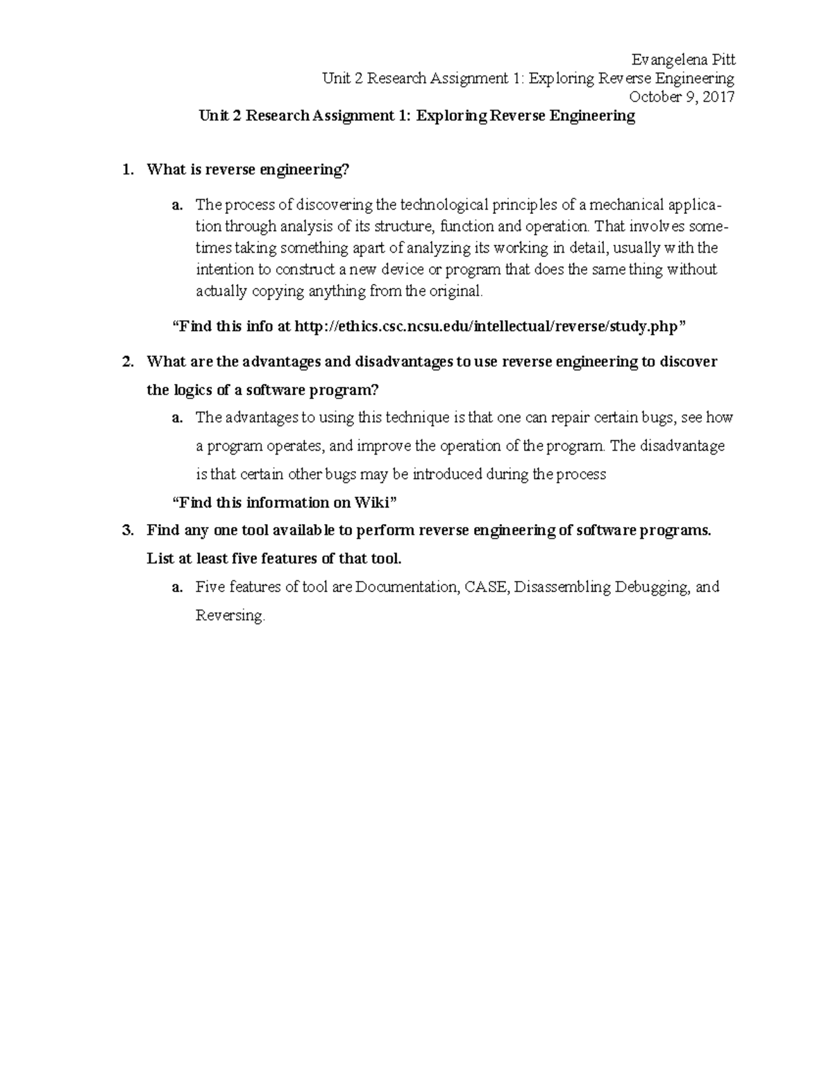 Unit 2 research assignment - Evangelena Pitt Unit 2 Research Assignment ...