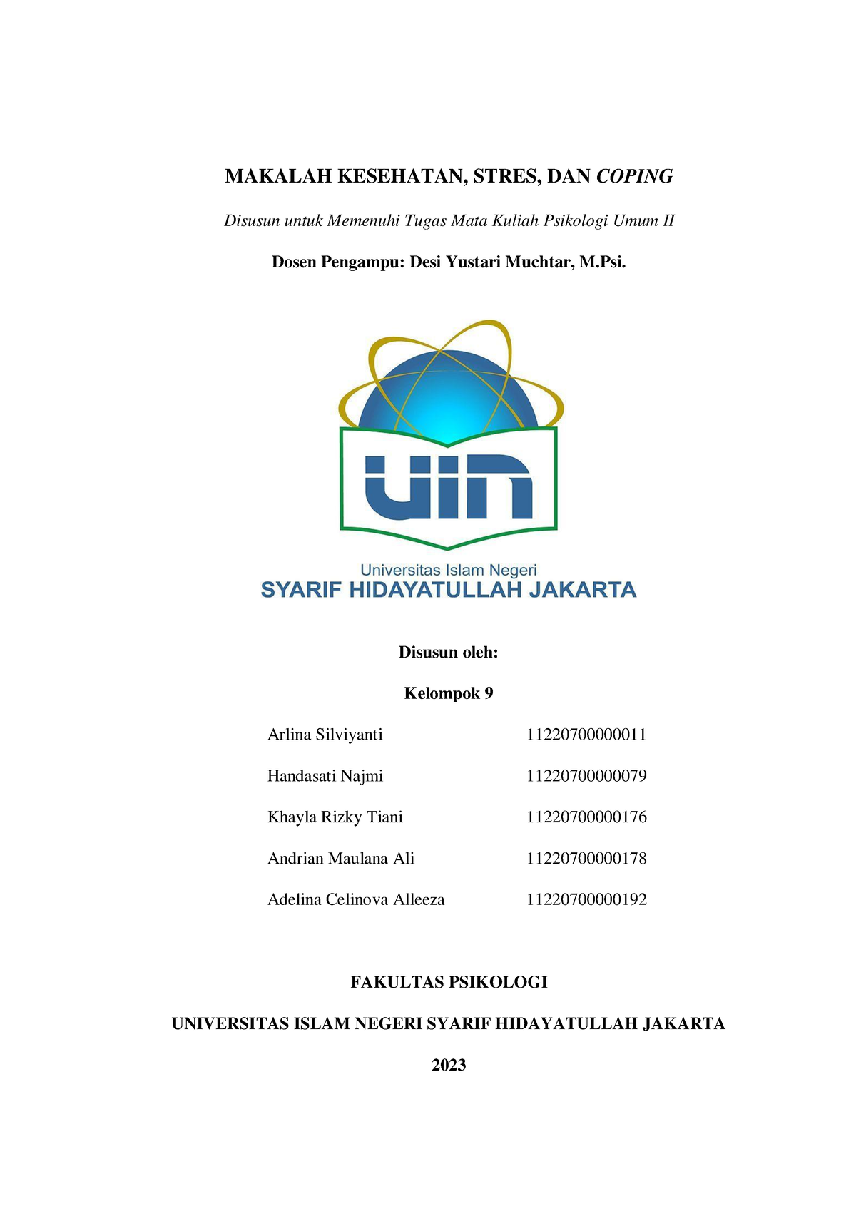 Makalah Kesehatan, Stres, Dan Coping - Psikologi Umum II - Universitas ...