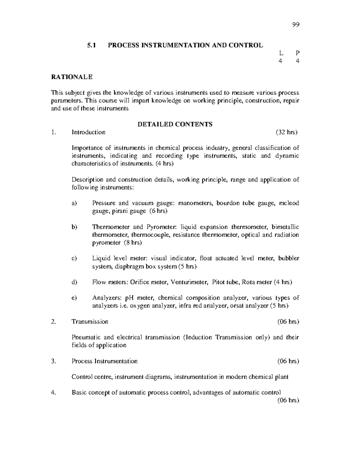 Chem 5 - Ggg - 5 PROCESS INSTRUMENTATION AND CONTROL L P 4 4 RATIONALE ...
