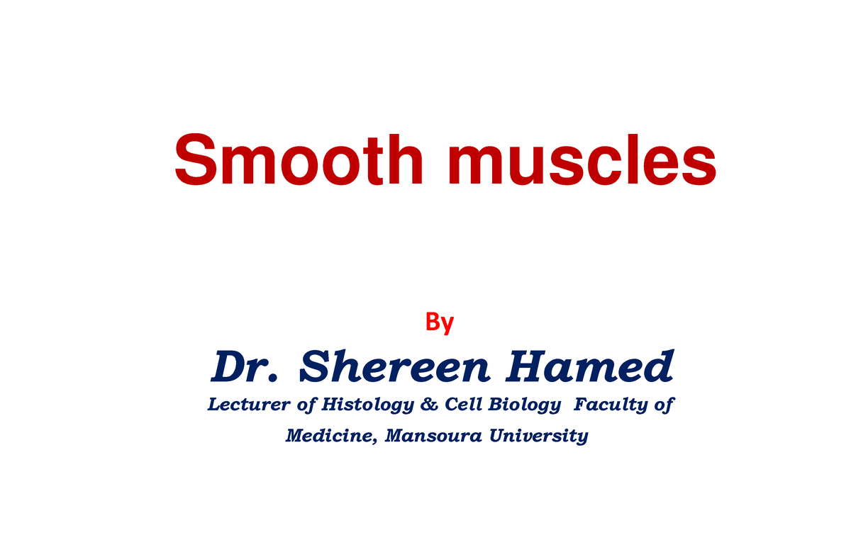 3 smooth muscle - a lecture note - Smooth muscles By Dr. Shereen Hamed ...