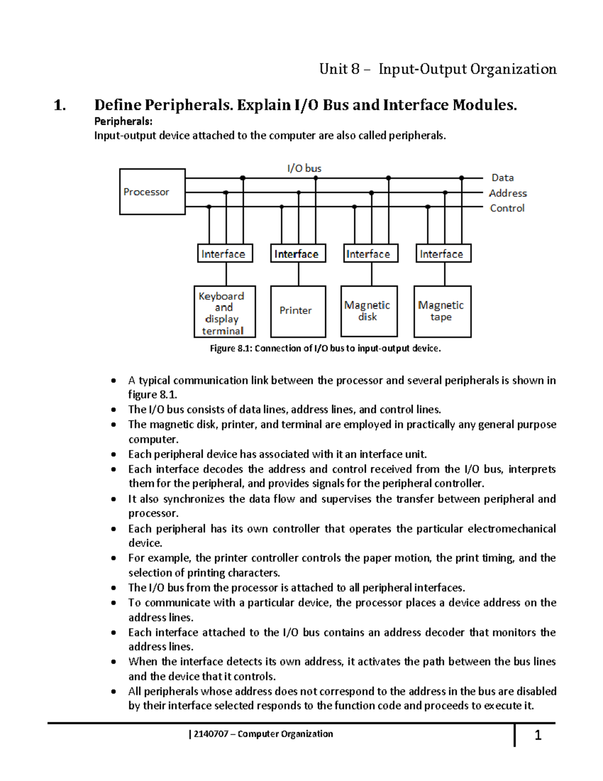 3140707 Computer Organization & Architecture-Notes PDF-Units-8 - 1 ...