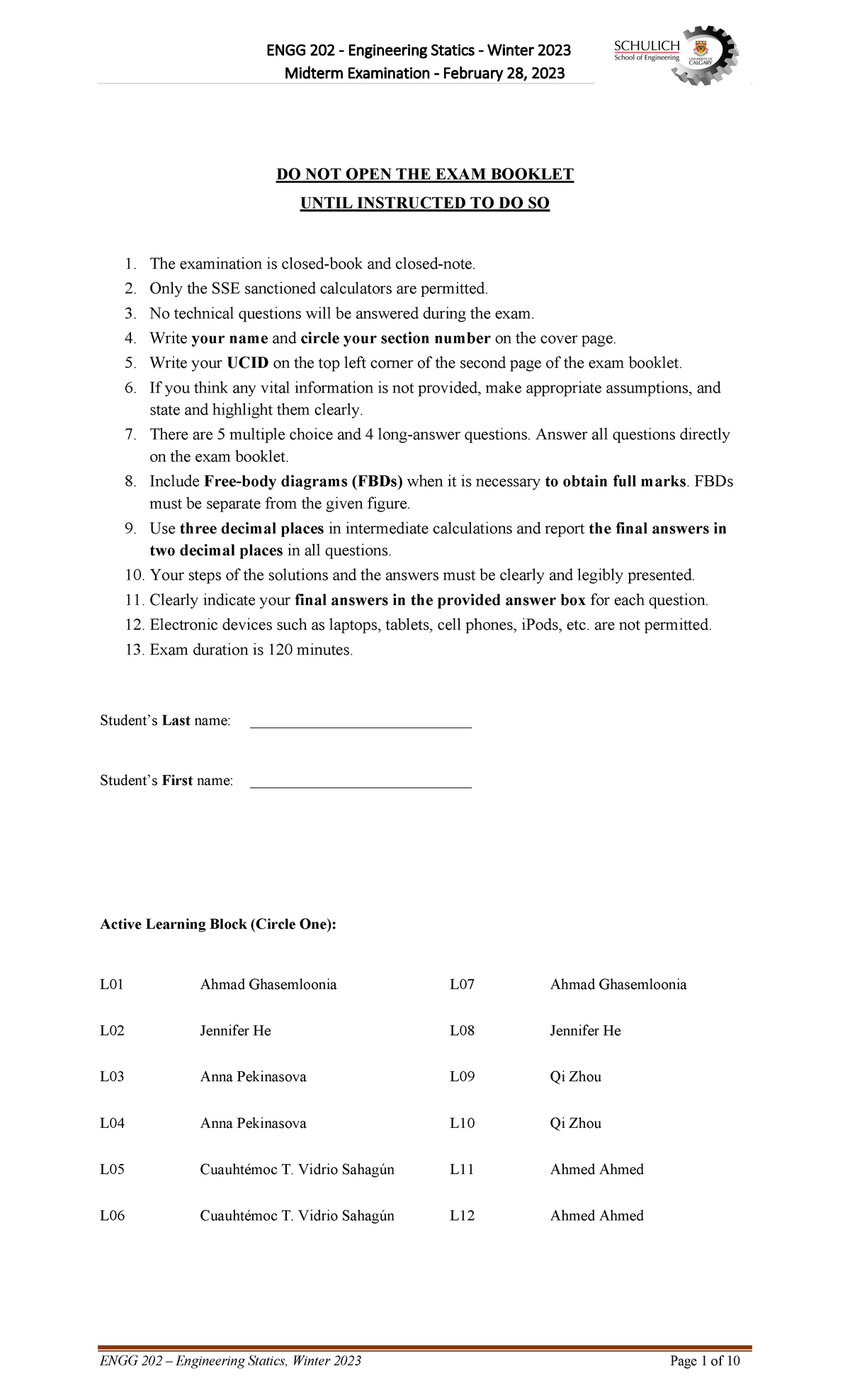 Winter 2023 Midterm Exam - MMiiddtteerrmm EExxaammiinnaattiioonn ...
