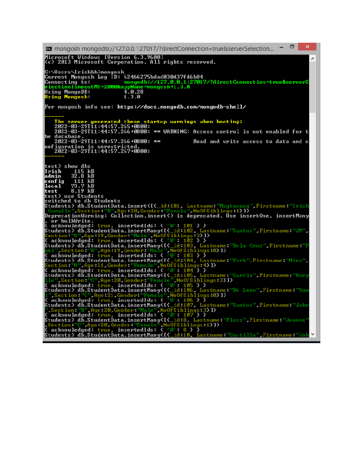 Database Programming(Commands and Output) - Database Programming - Studocu