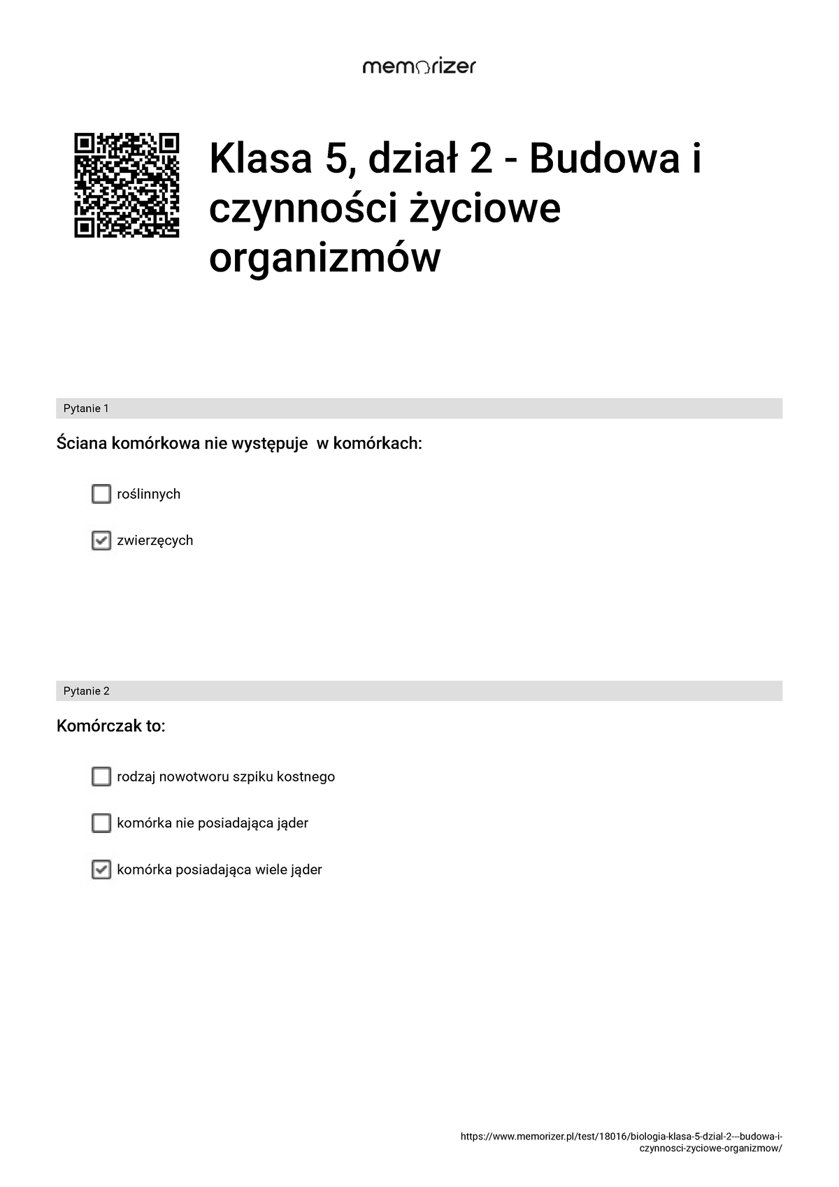 Klasa 5, Dział 2 - Budowa I Czynności życiowe Organizmów - WYPEŁ Niony ...