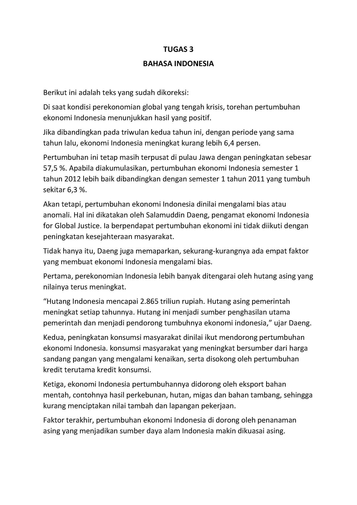 Tugas 3 Bahasa Indonesia - TUGAS 3 BAHASA INDONESIA Berikut Ini Adalah ...