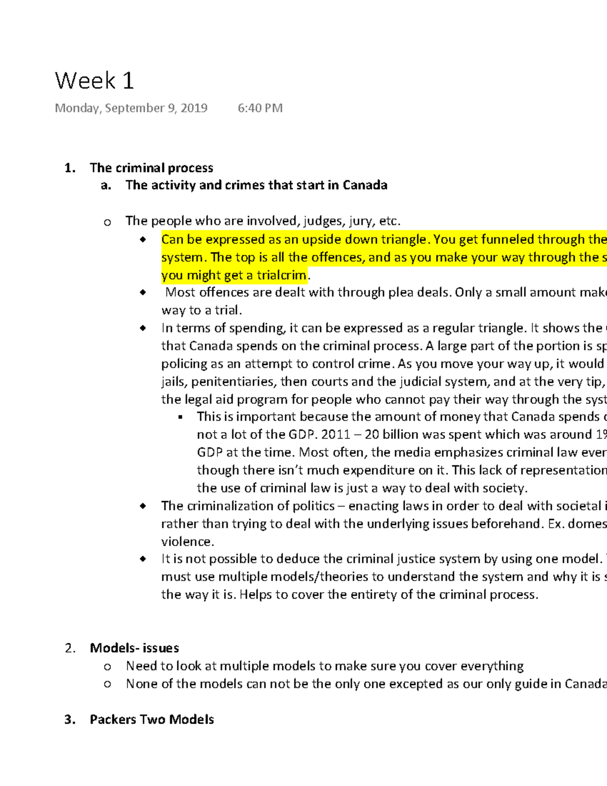 Crime,law process and politics- Week 1 - Warning: TT: undefined ...