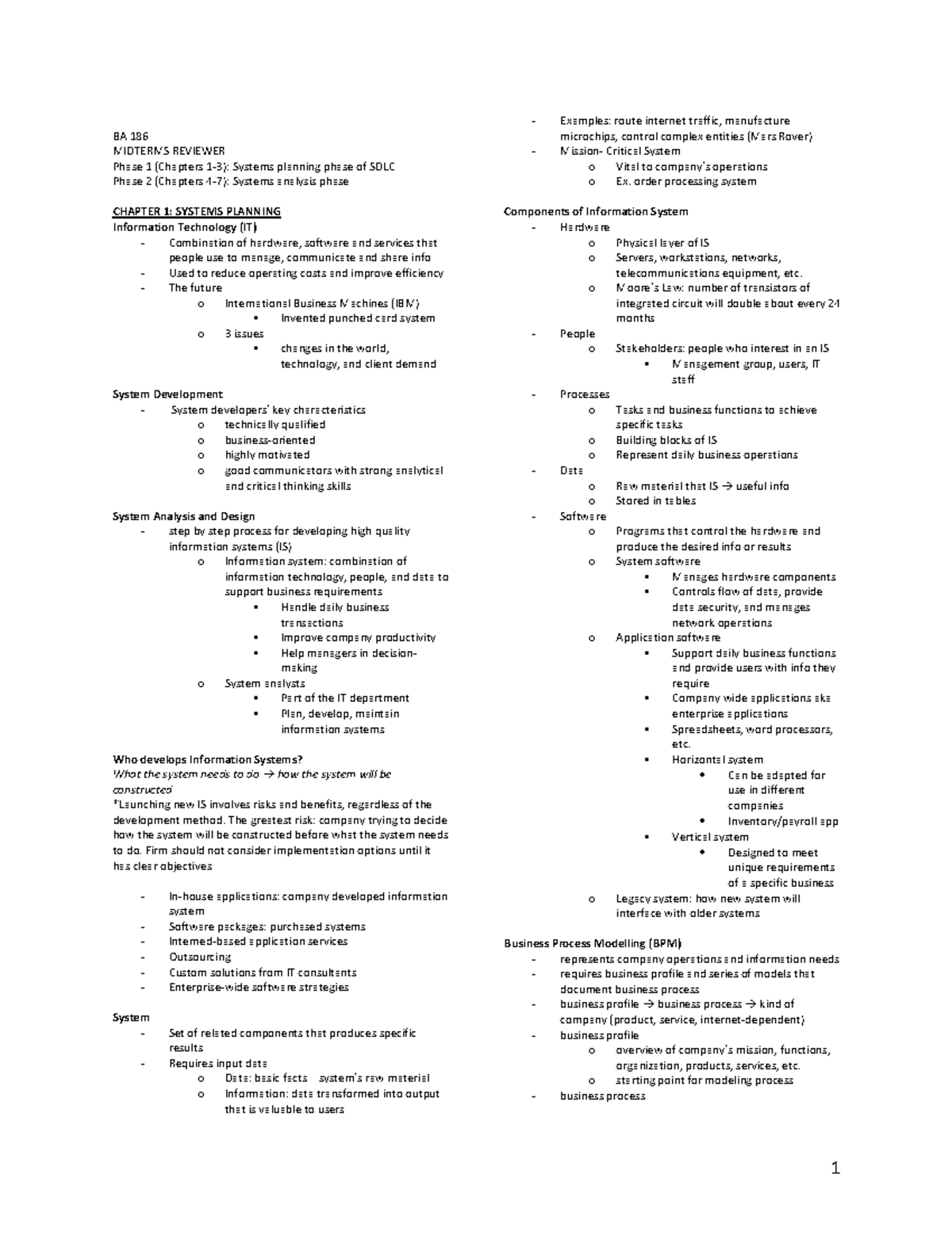 BA 186 - Midterms Reviewer - BA MIDTERMS REVIEWER Phase 1 (Chapters 1-3 ...