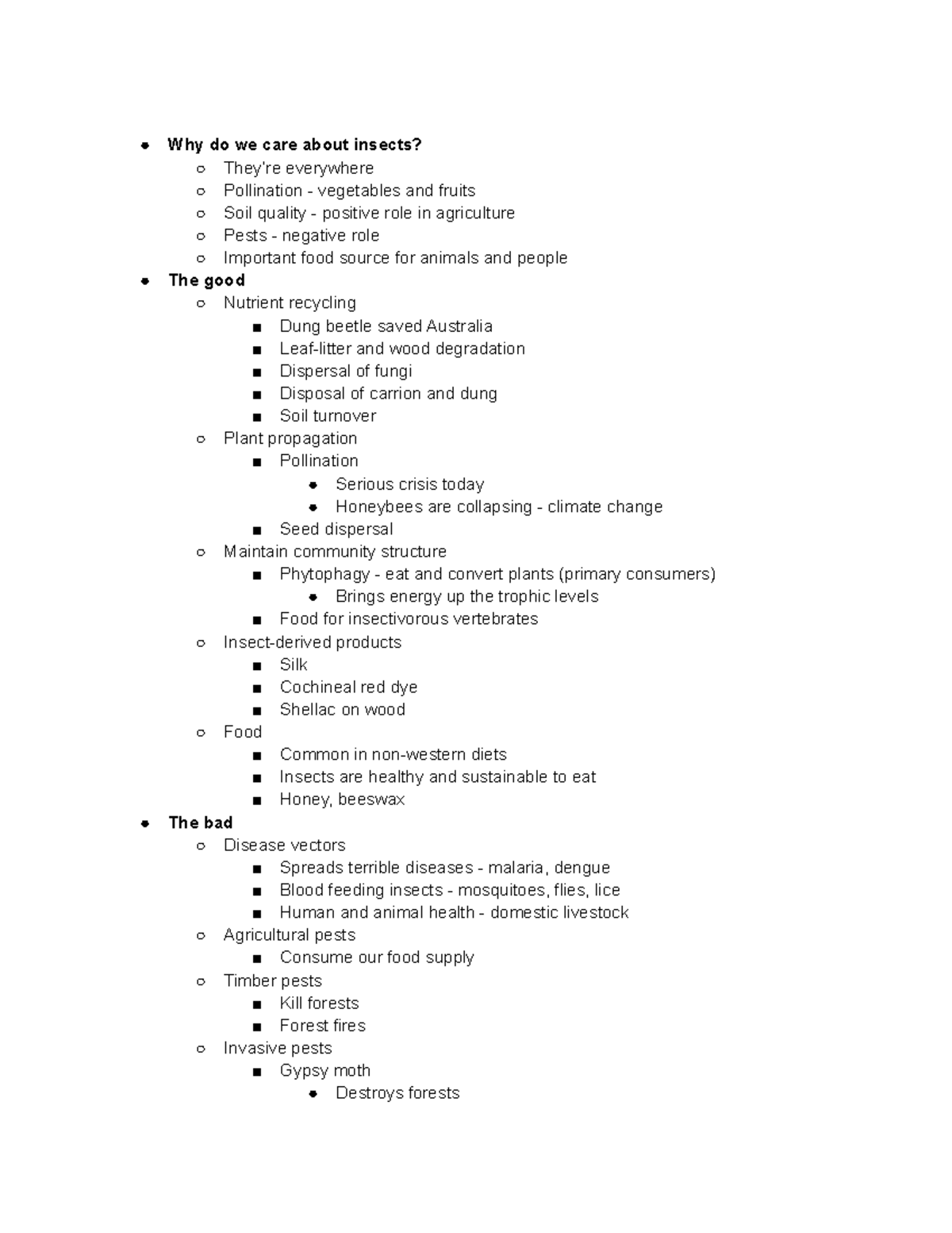 1 27 Lecture Insects intro, body parts, naming Why do we care about