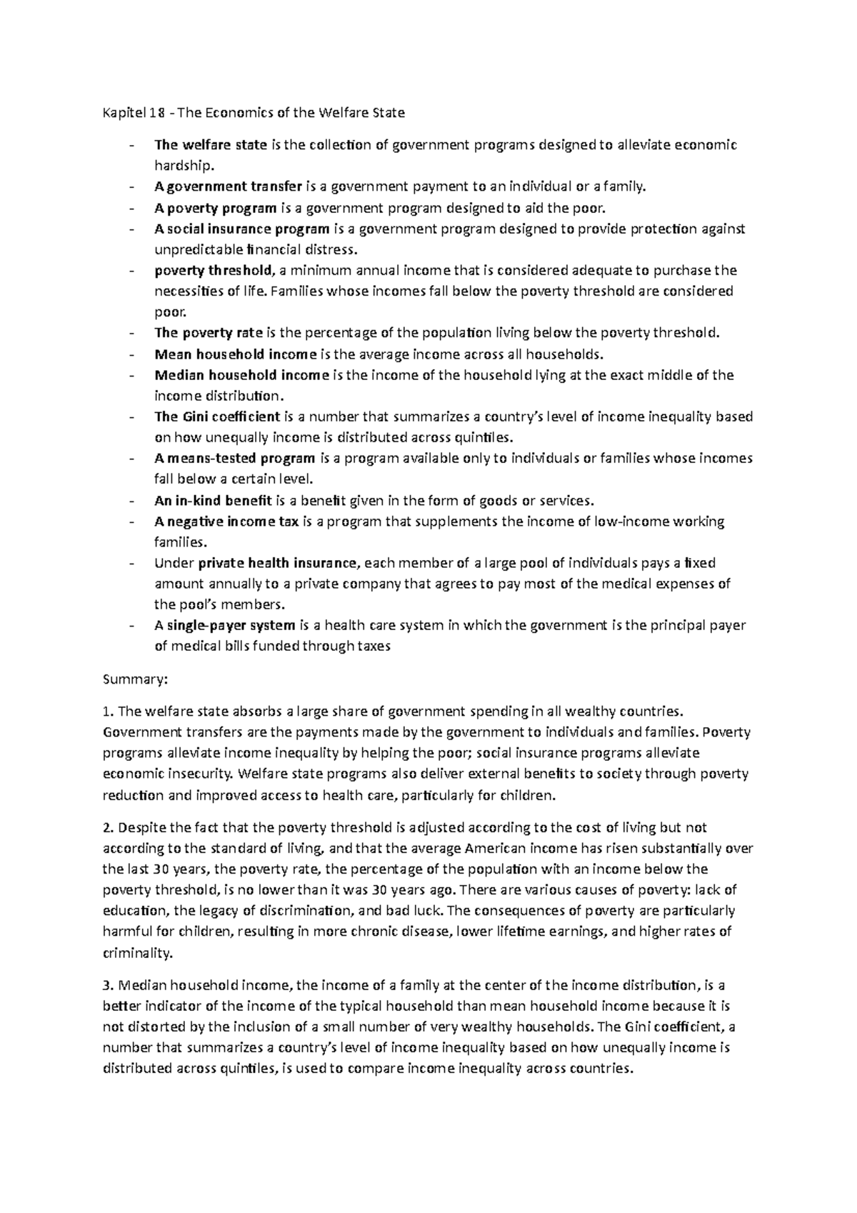 Kapitel 18 The Economics of the A government transfer is a government payment to an individual