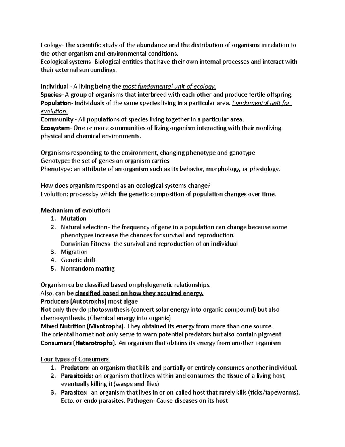 Ecology module 1 - Ecology- The scientific study of the abundance and ...