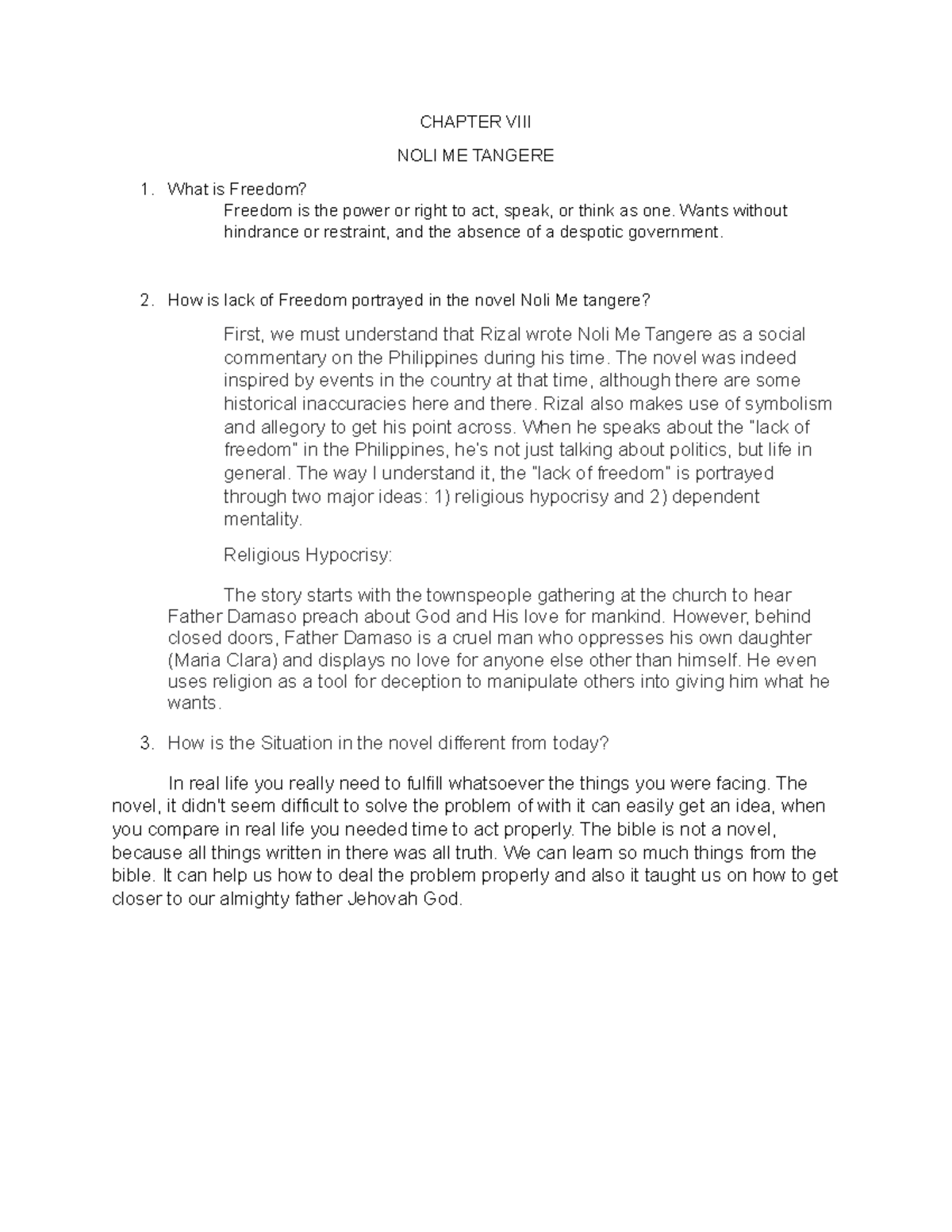 Chapter VIII - ,.utrsrsgfcvfg - CHAPTER VIII NOLI ME TANGERE What is ...