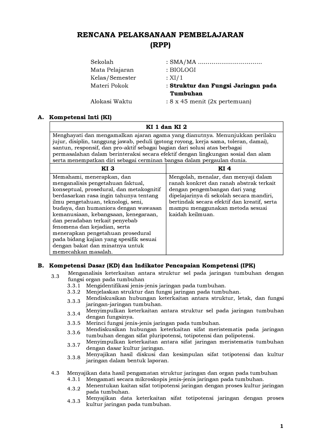 Downacademia - Biologi - RENCANA PELAKSANAAN PEMBELAJARAN (RPP) Sekolah ...