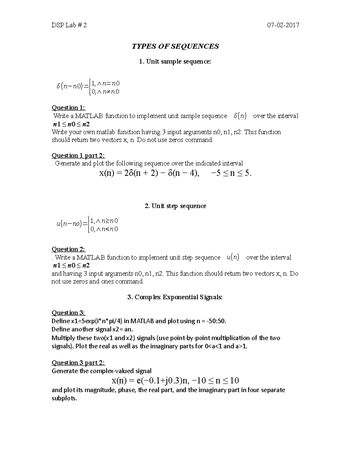 signal-and-system-lab-types-of-sequences-1-unit-sample-sequence