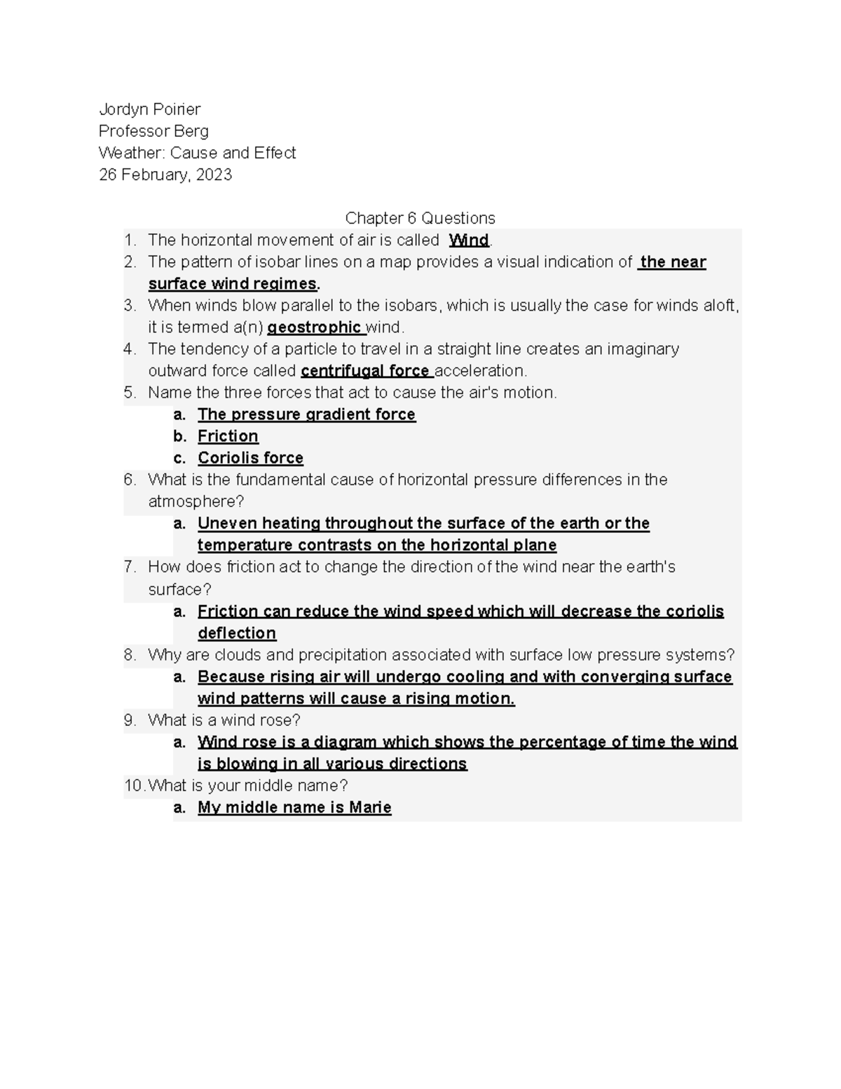 Poirier+Ch+6+questions - Jordyn Poirier Professor Berg Weather: Cause ...