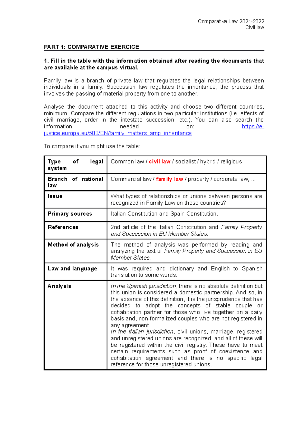 Practice 1. Comparative exercice and introduction to terminology 1 ...