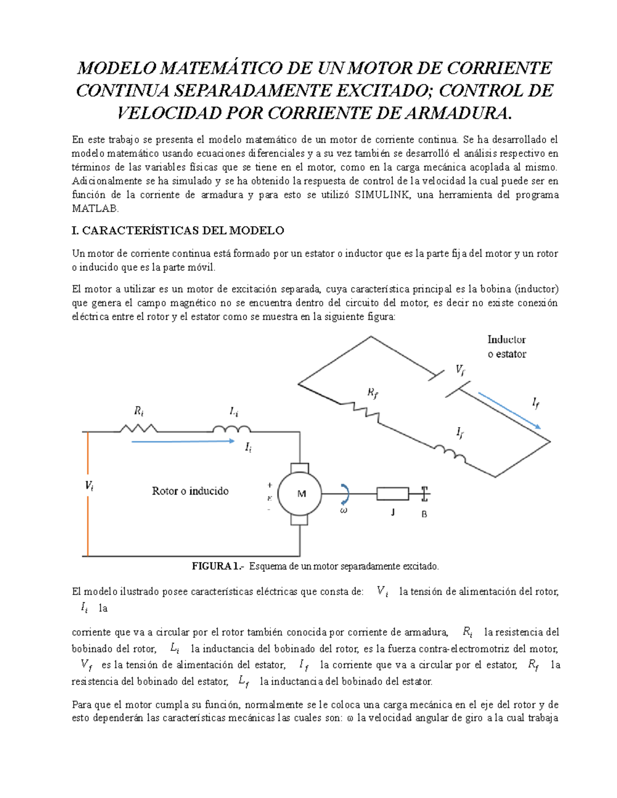 1995 - Apuntes modelado - MODELO MATEMÁTICO DE UN MOTOR DE CORRIENTE ...