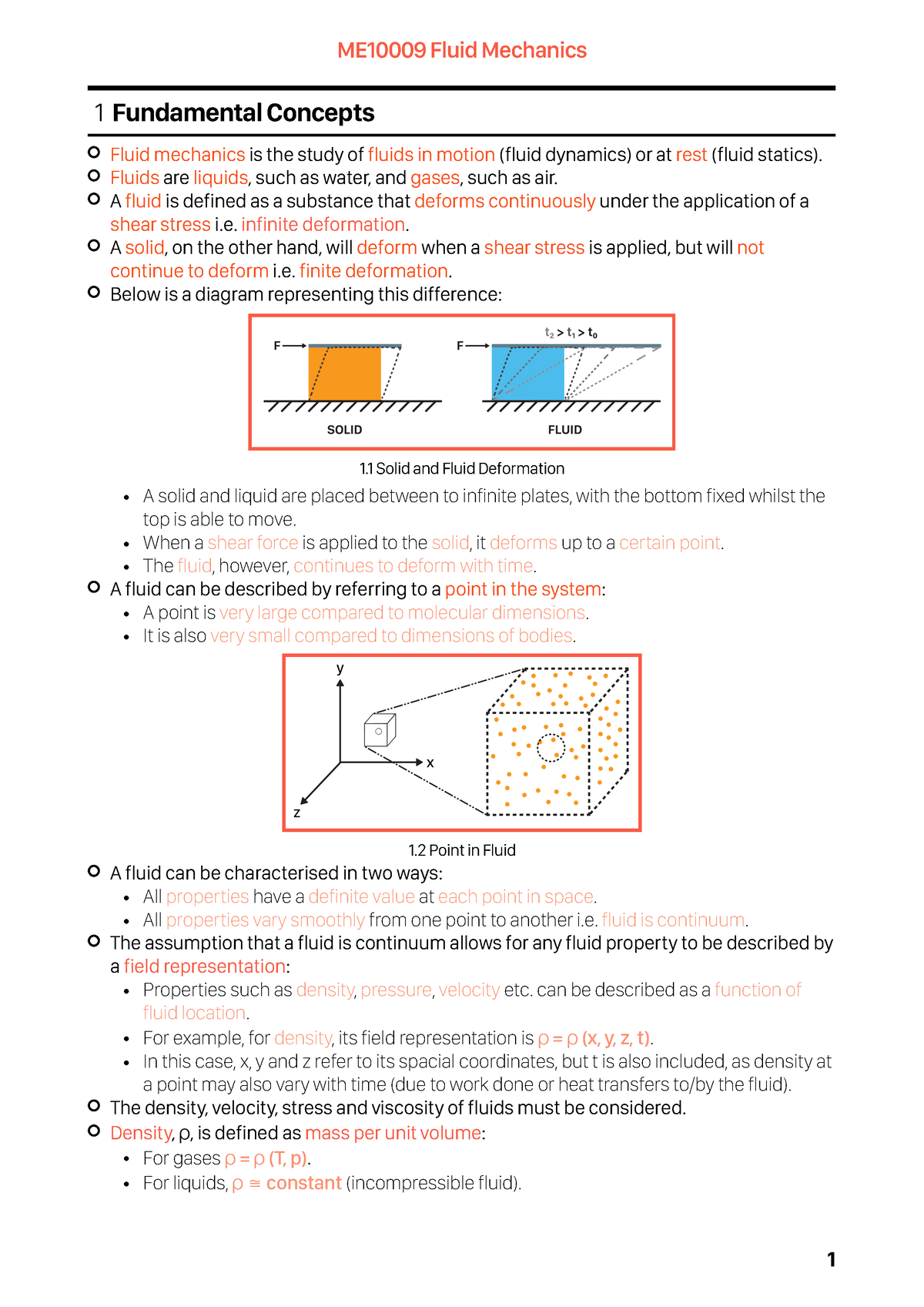 ME10009 Fundamental Concepts - Fluid Mechanics Is The Study Of Fluids ...