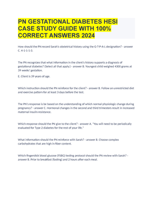 pn gestational diabetes case study quizlet