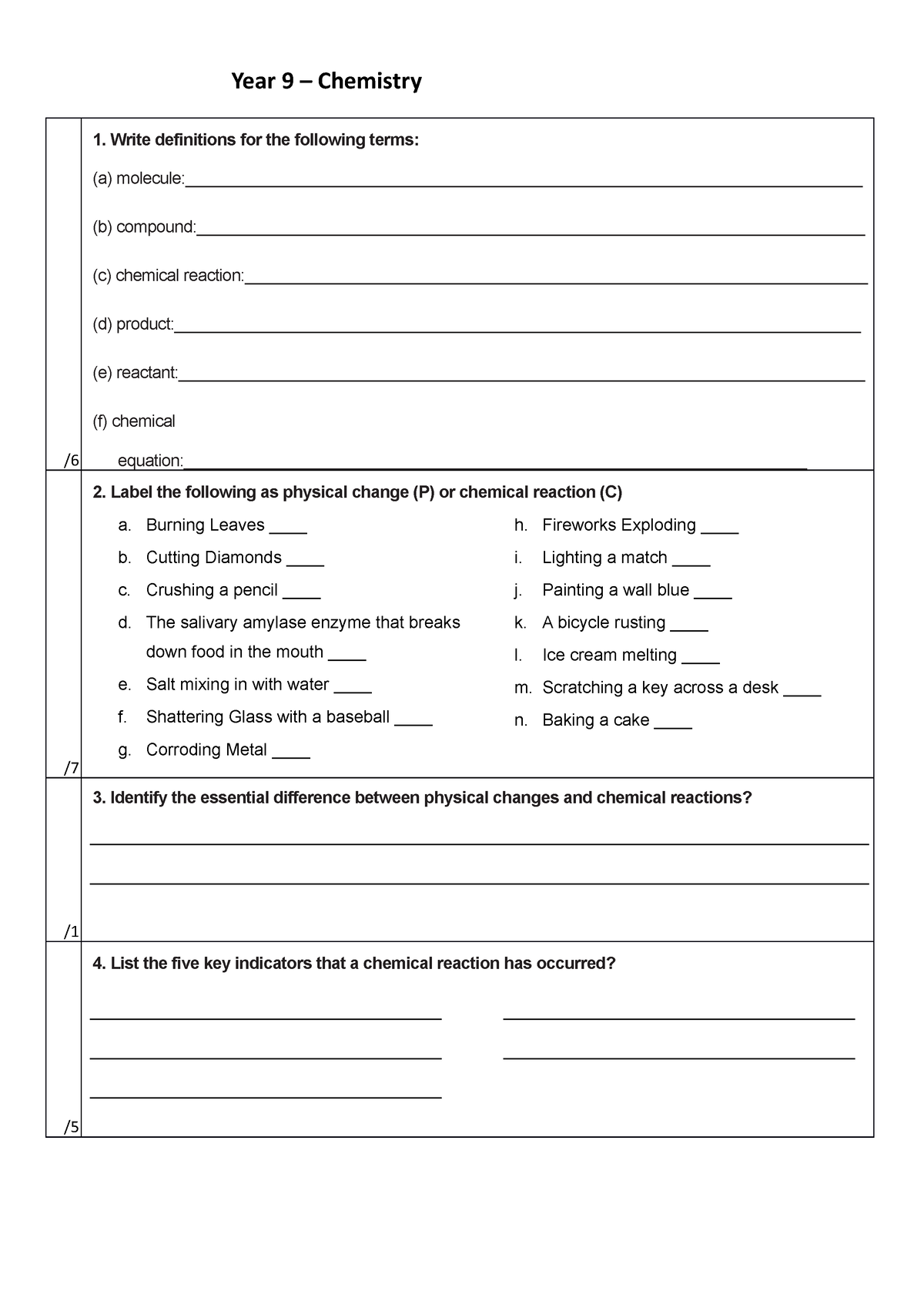 Yr 9 chemsitry - for year 9 chemistry science content - Year 9 ...