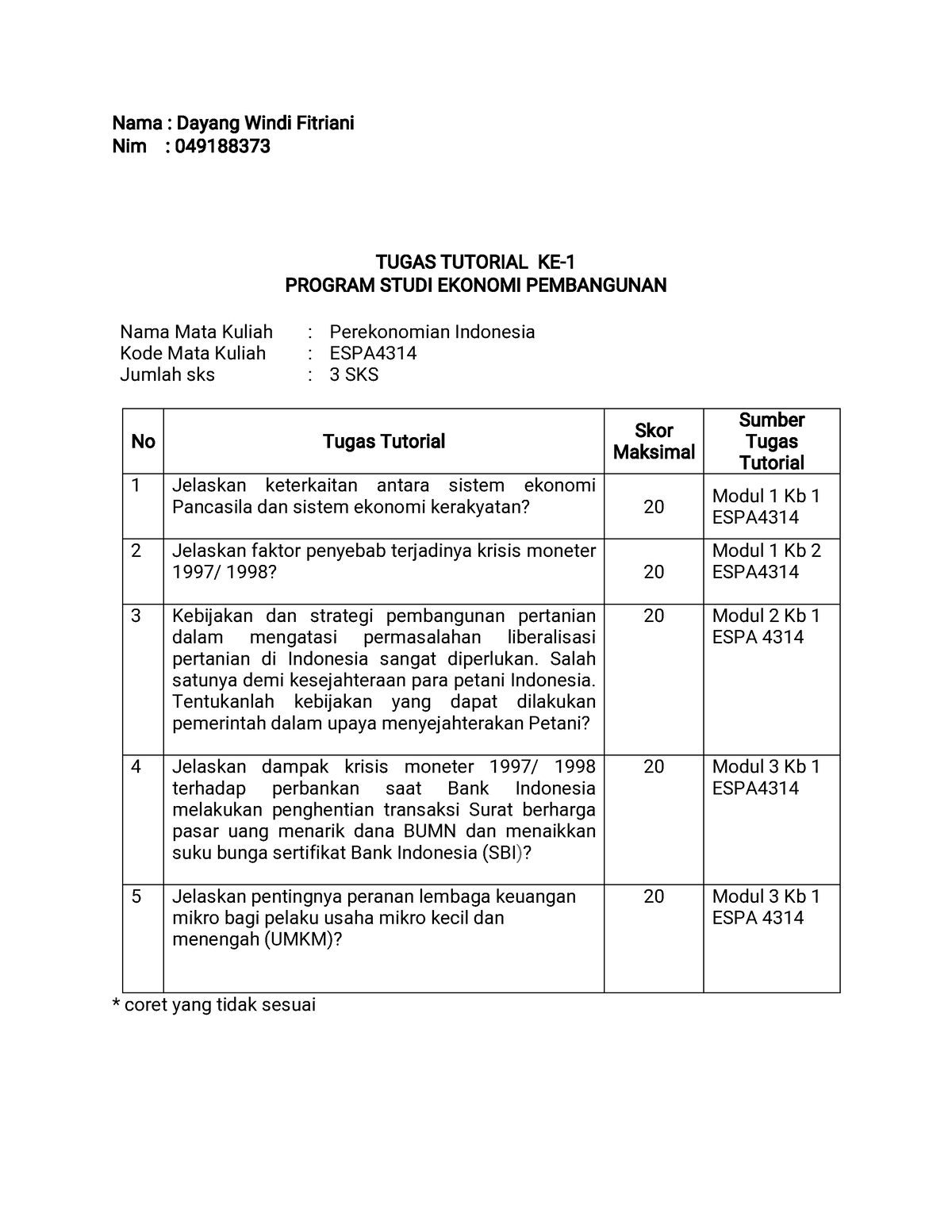 Tugas Tutorial 1 Perekonomian Indonesia - Nama : Dayang Windi Fitriani ...