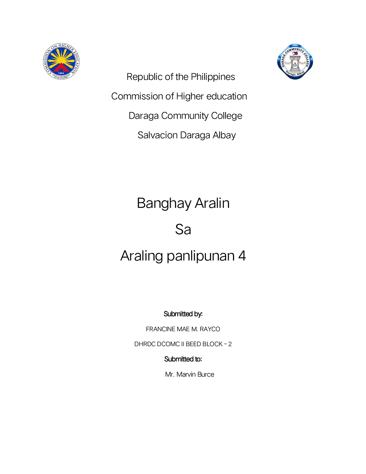 DLP-AP4- Burce - Republic of the Philippines Commission of Higher ...