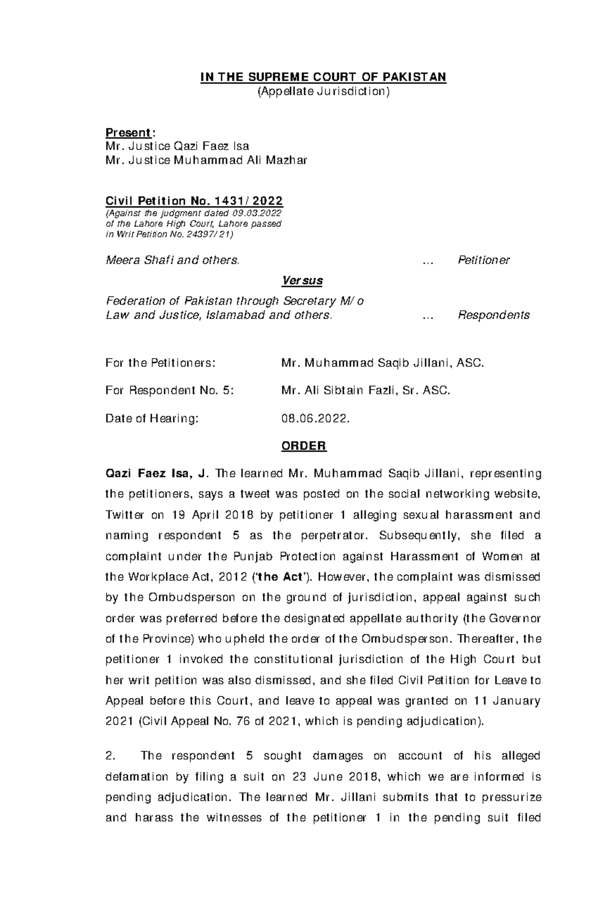 c-evidence-i-n-t-h-e-suprem-e-court-of-paki-st-an-appellat-e-j-u-r