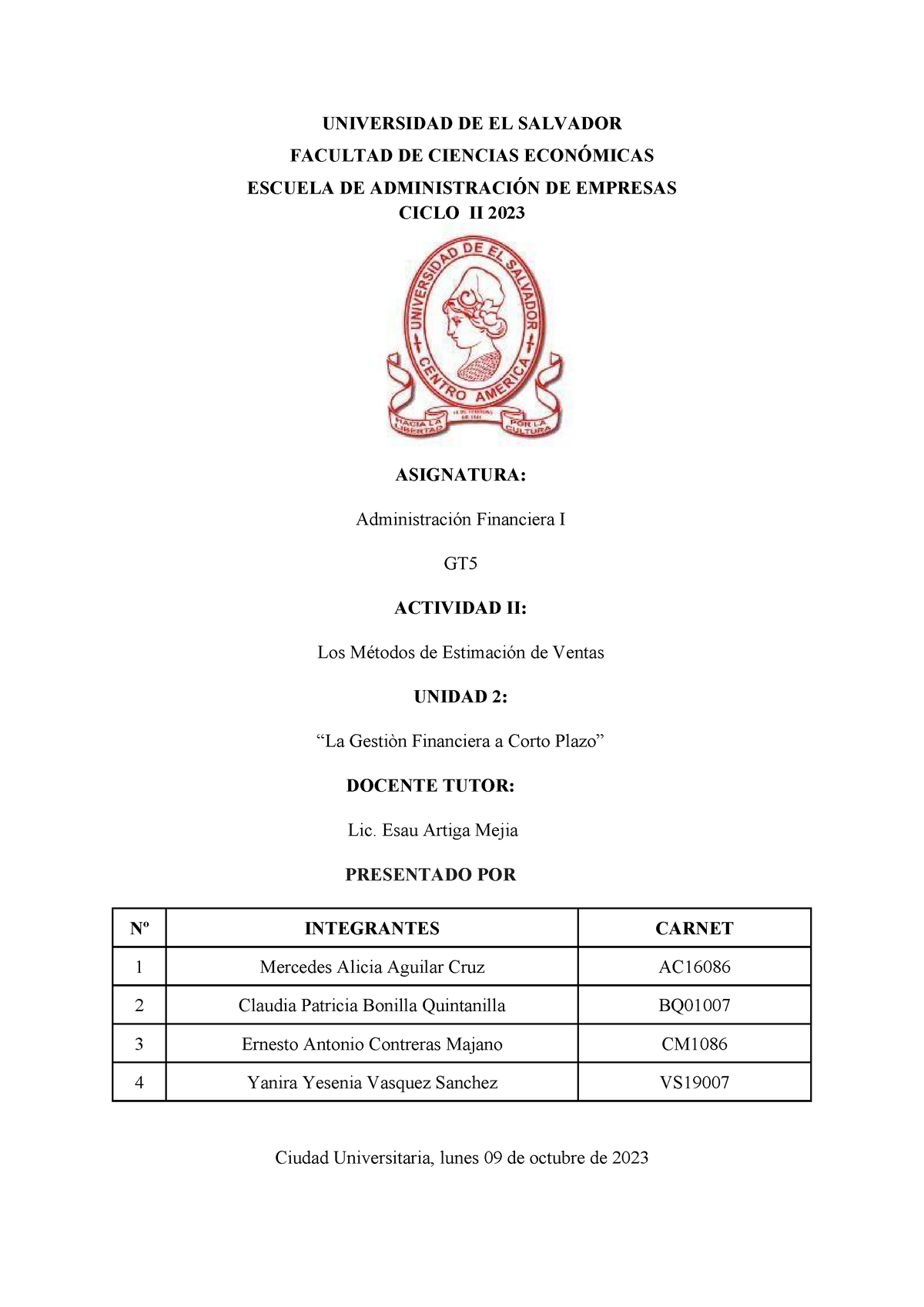 Ensayo Los Pronosticos De Venta - UNIVERSIDAD DE EL SALVADOR FACULTAD ...