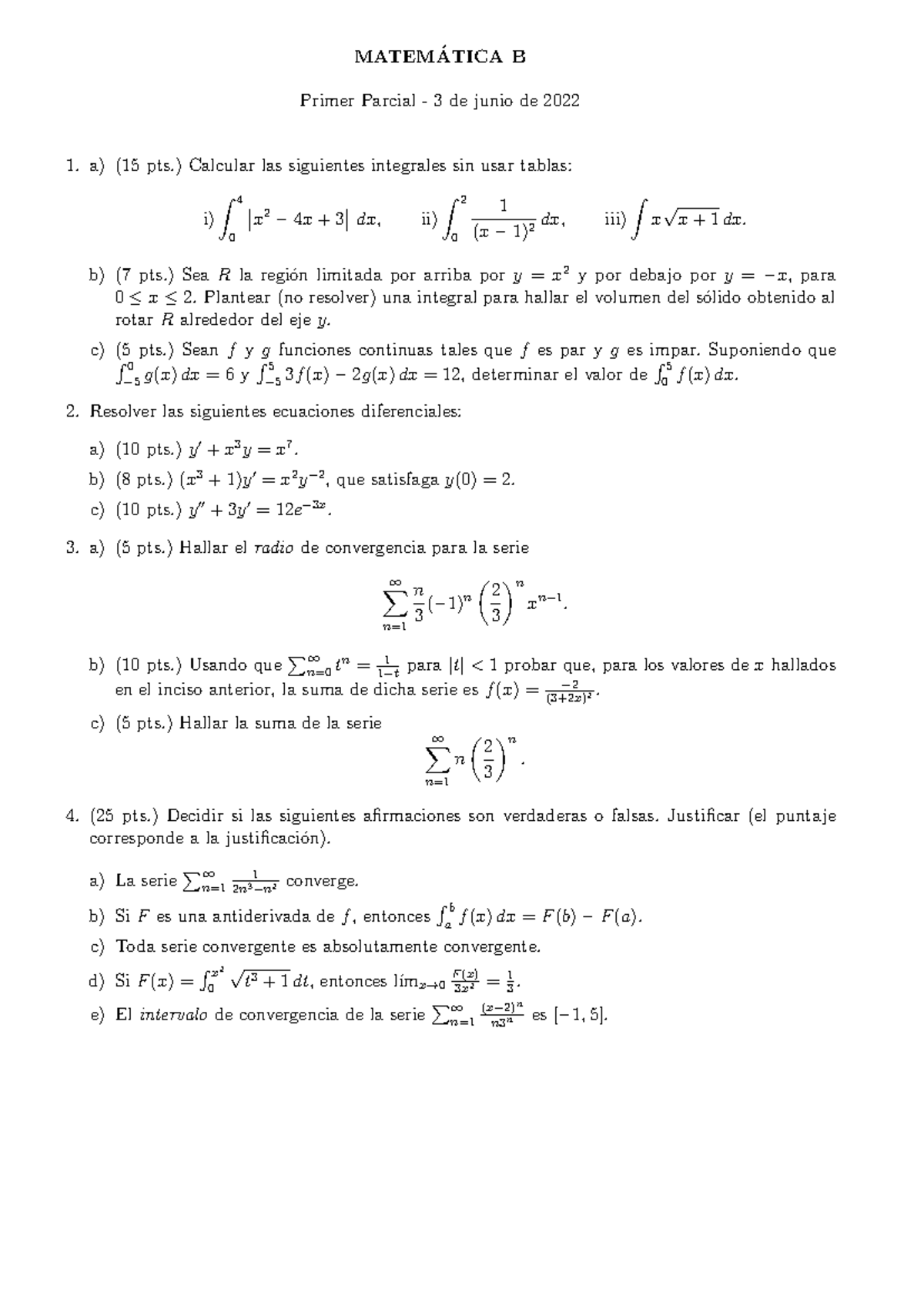 2022 - Parcial 1 1er C Matematica B - MATEM ́ATICA B Primer Parcial - 3 ...