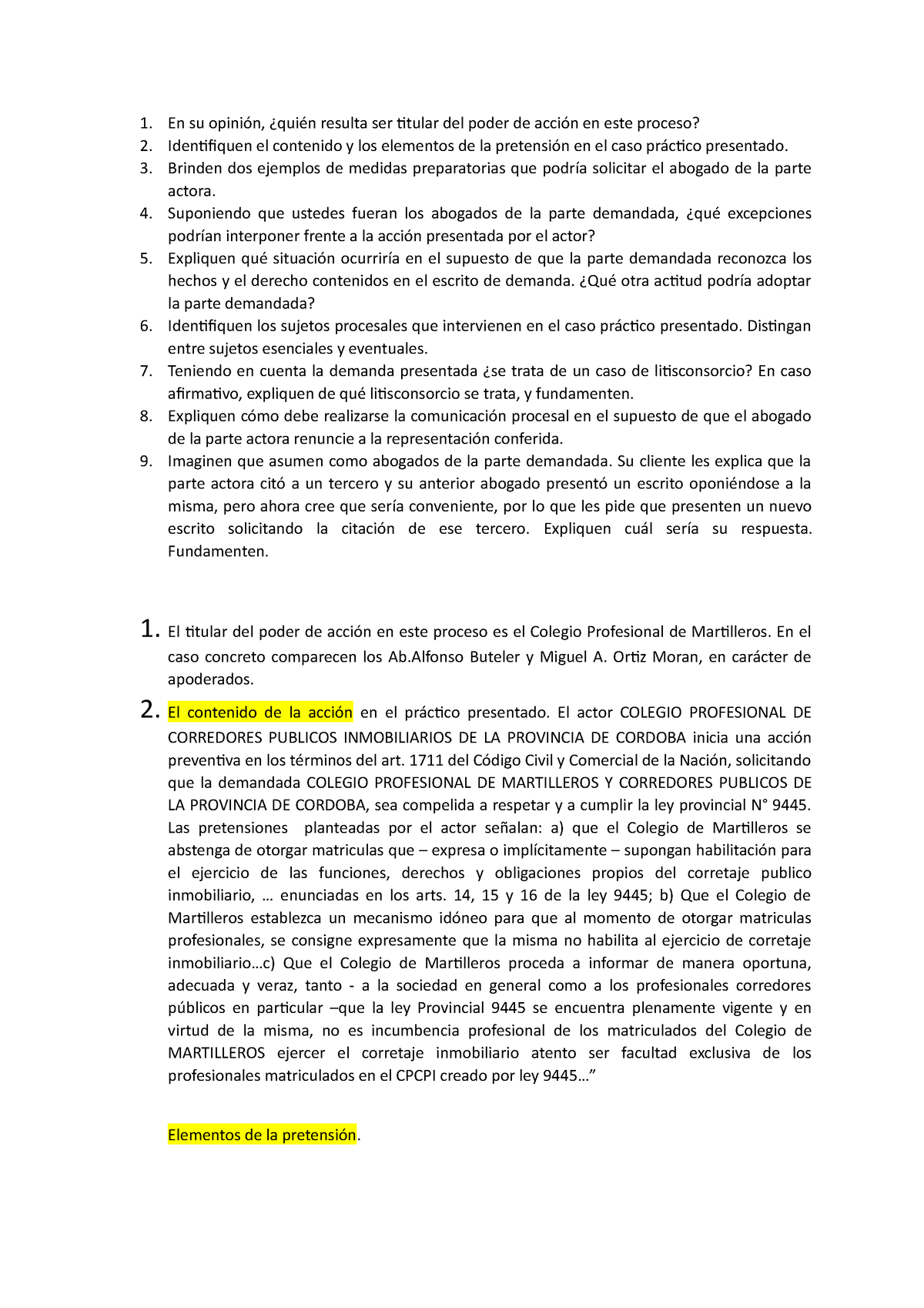 Tp Procesal Aaaaaa En Su Opini N Qui N Resulta Ser Titular Del