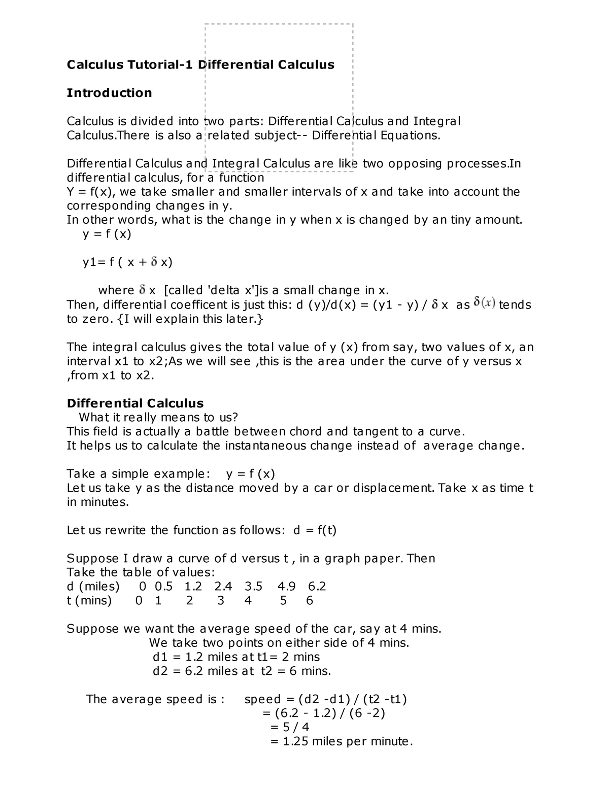 Calculus Tutorial Differential Calculus C Alculus Tutorial Differential C Alculus