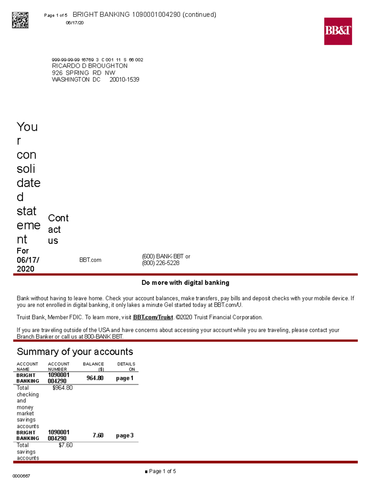 BBT Bank Statement Digital By Vivienne - 999-99-99-99 16769 3 C 001 11 S 66  002 ####### RICARDO D - Studocu