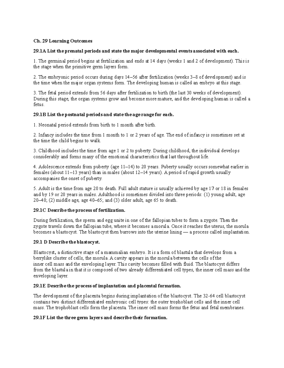 Ch. 29 Learning Outcomes - Ch. 29 Learning Outcomes 29 List the ...