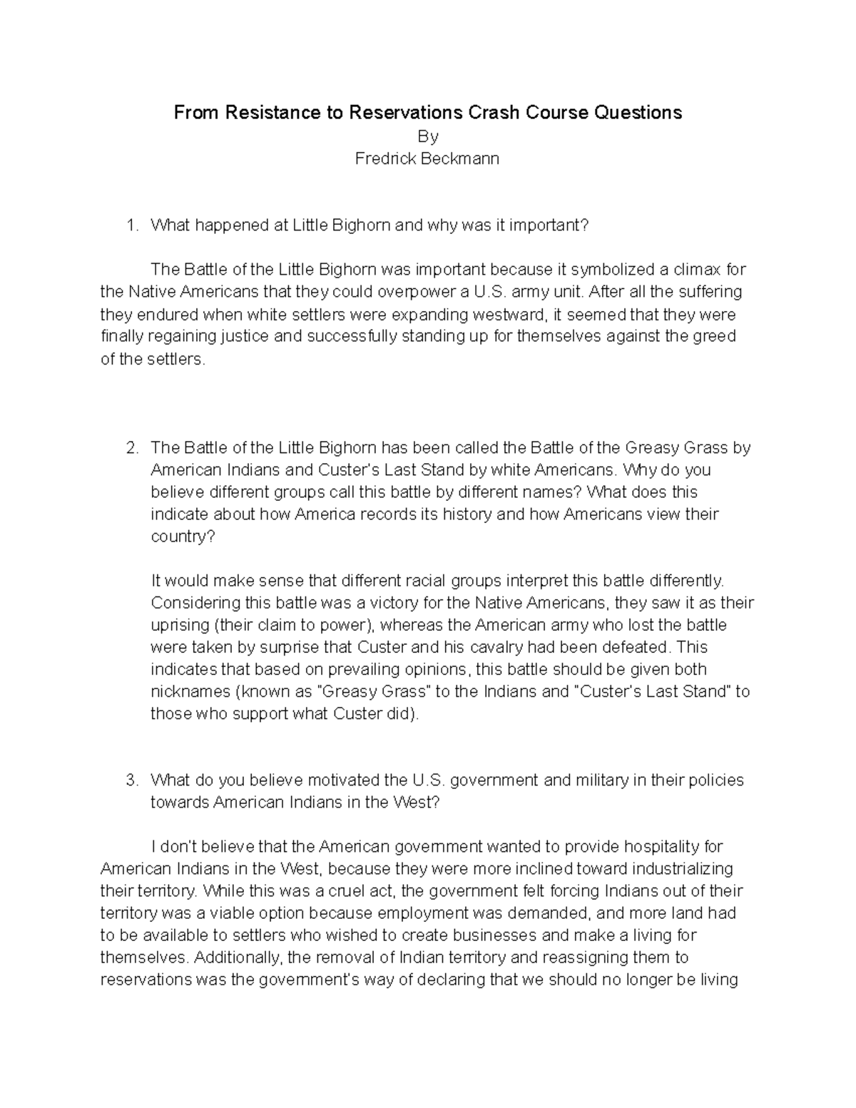 From Resistance to Reservations Crash Course Questions From