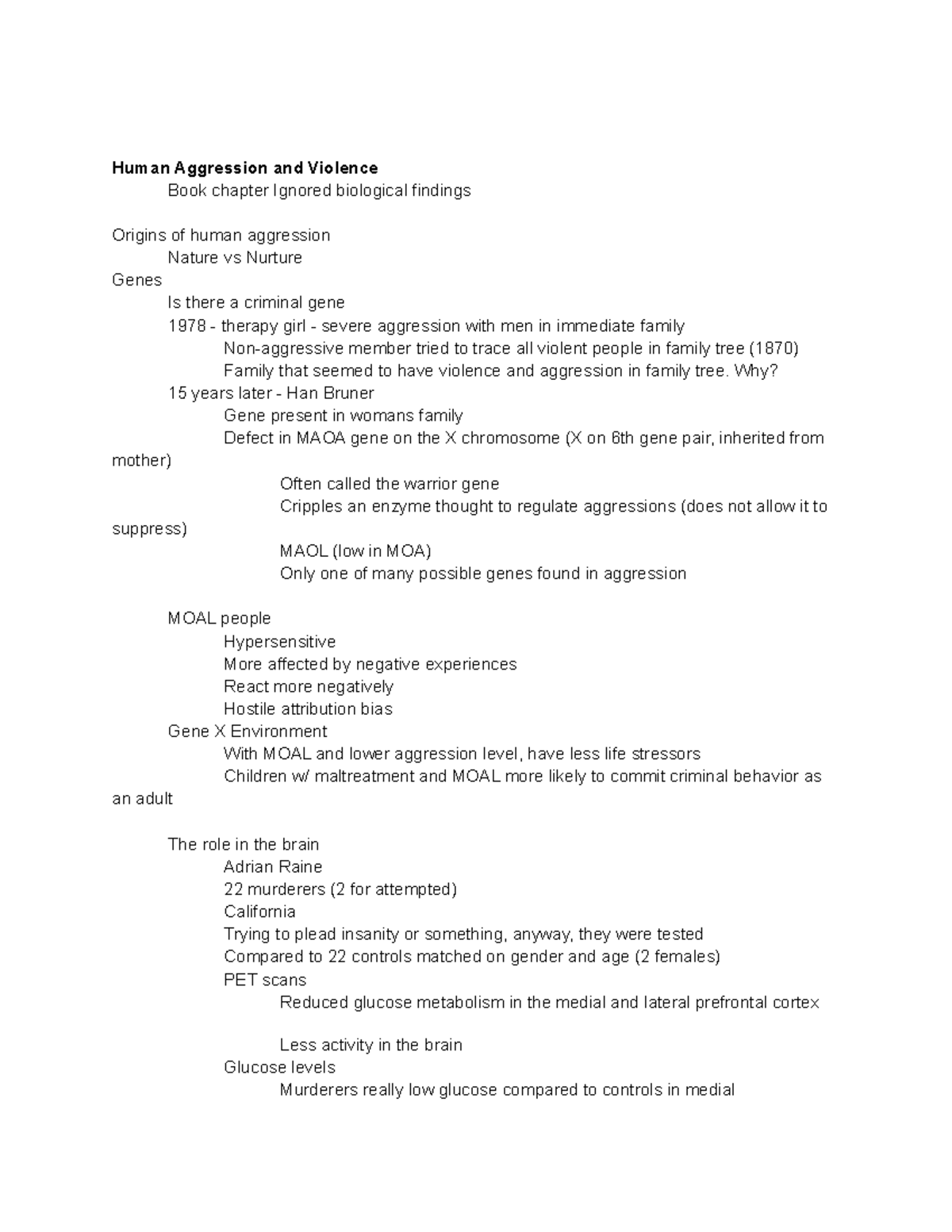 Criminal Psychopathology Notes 3/4 - Human Aggression and Violence Book ...