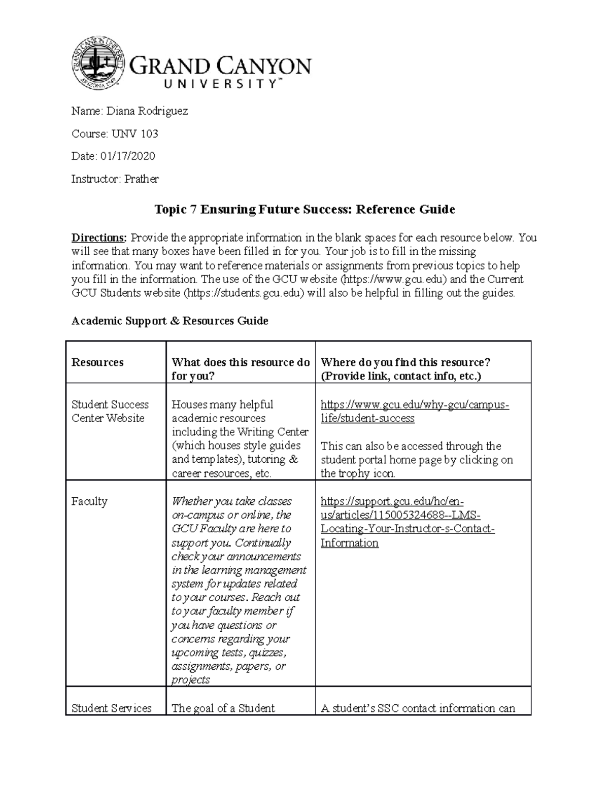 Unv 103 T7 Ensuring Future Success Reference Guide Online Name Diana