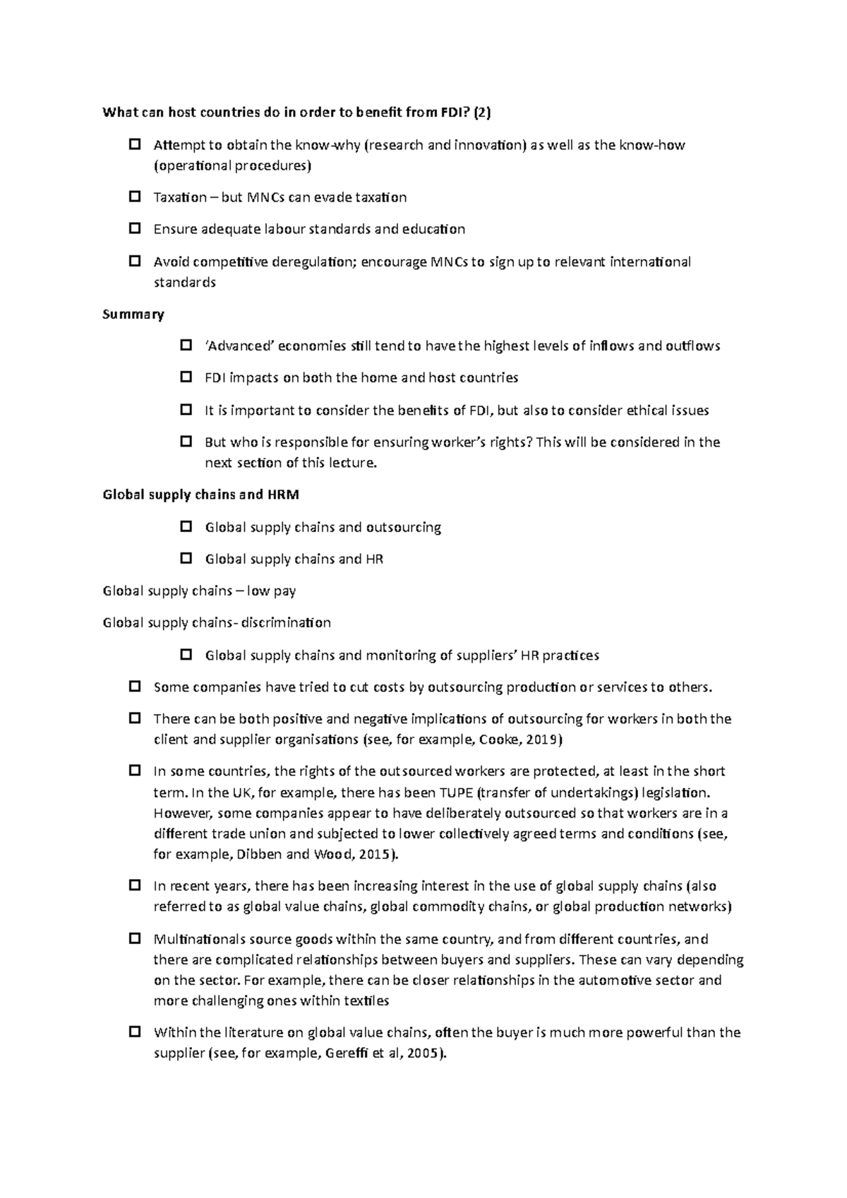 What can host countries do in order to benefit from FD1 Global supply
