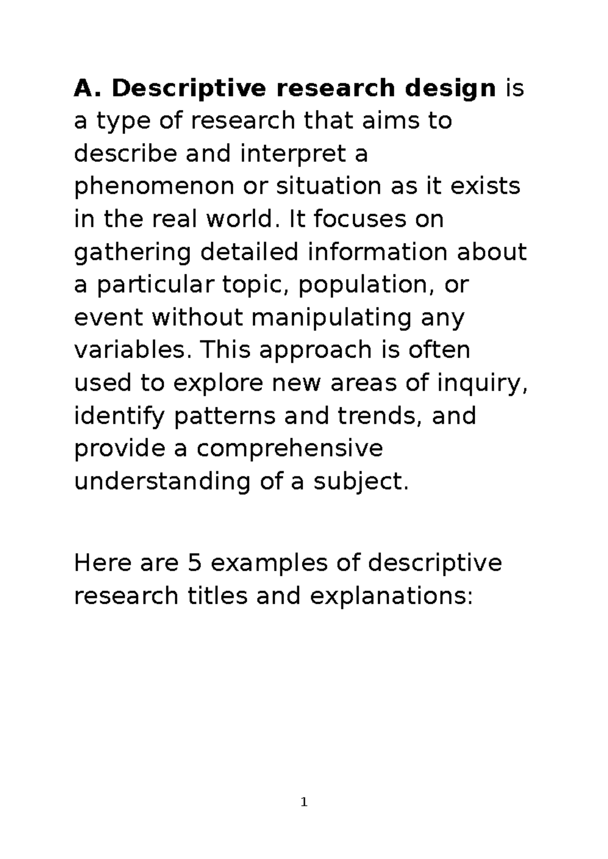 Kinds of Quan Res and Their Examples and Explanations - A. Descriptive ...