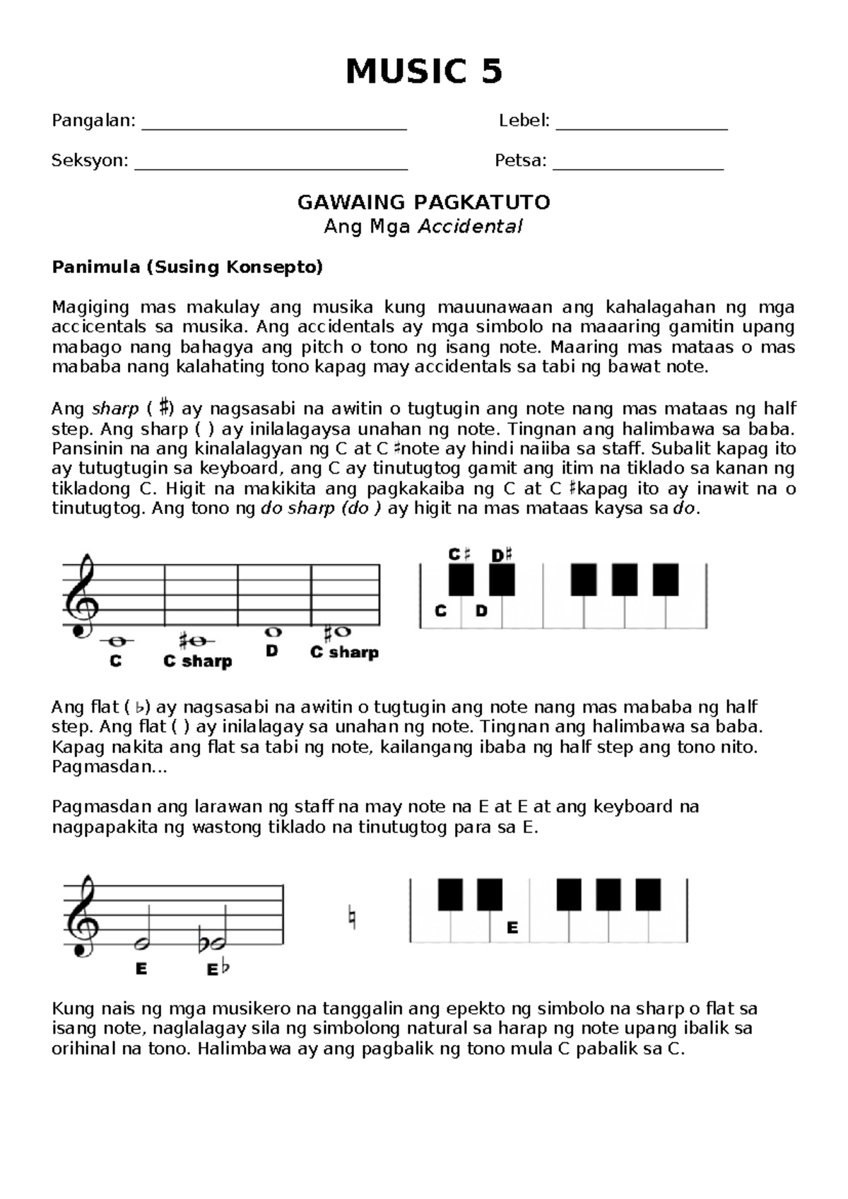 Mapeh G5 - Work Activity Sheets - MUSIC 5 Pangalan ...