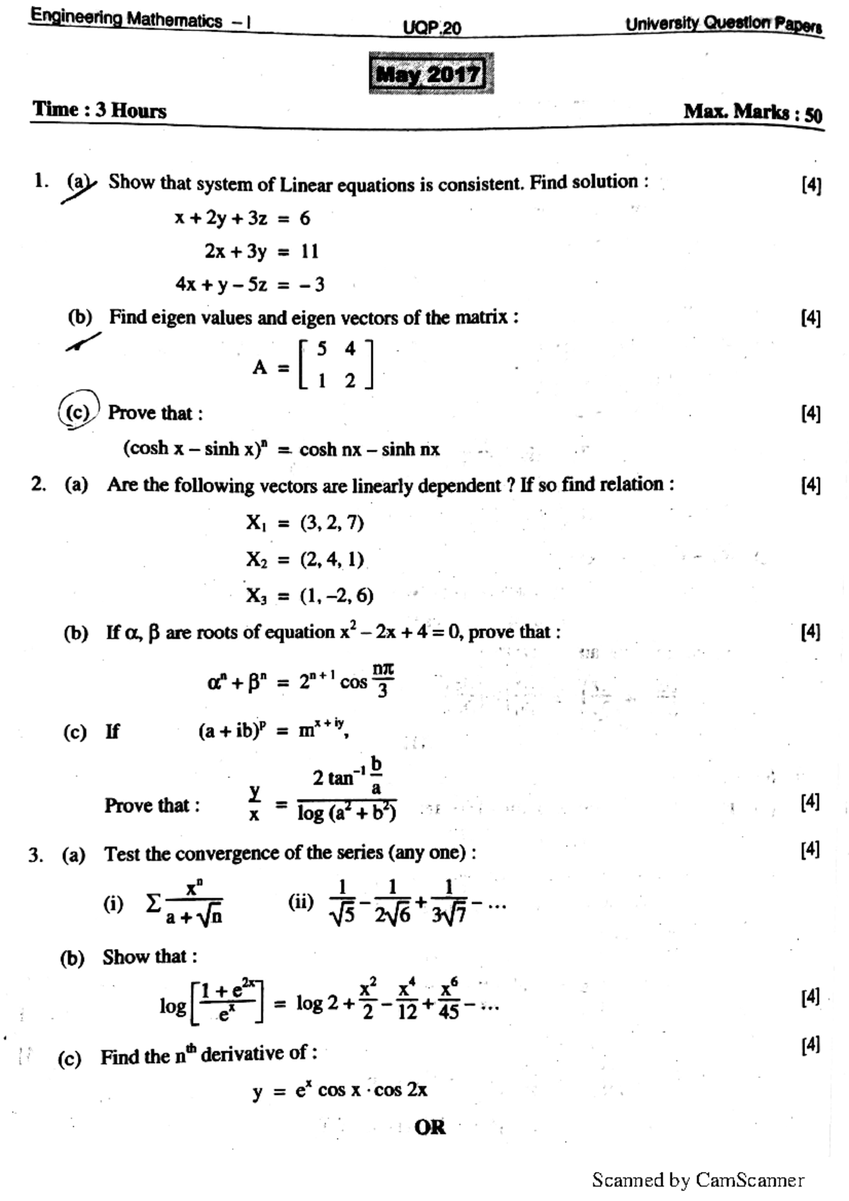 EM-I May 2019 maths - BE Computer Science - Studocu