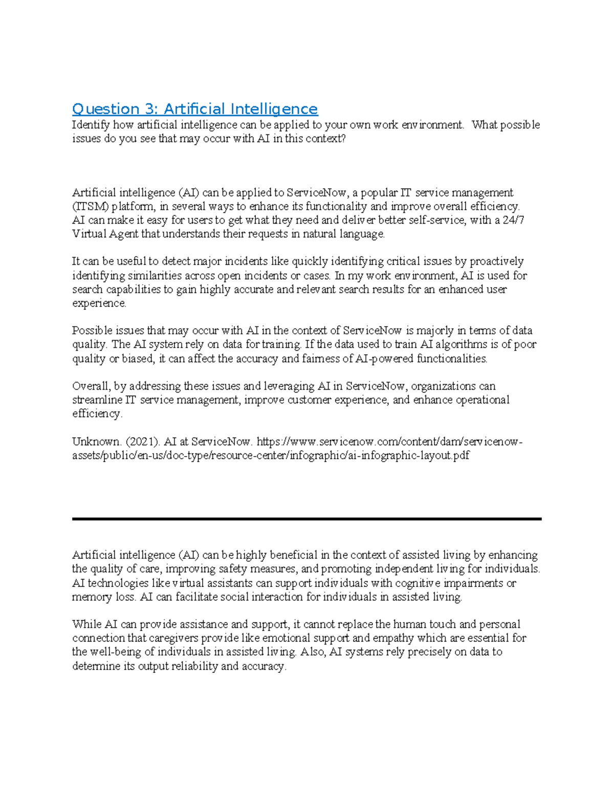 Question 3 - Artificial Intelligence Identify how artificial ...