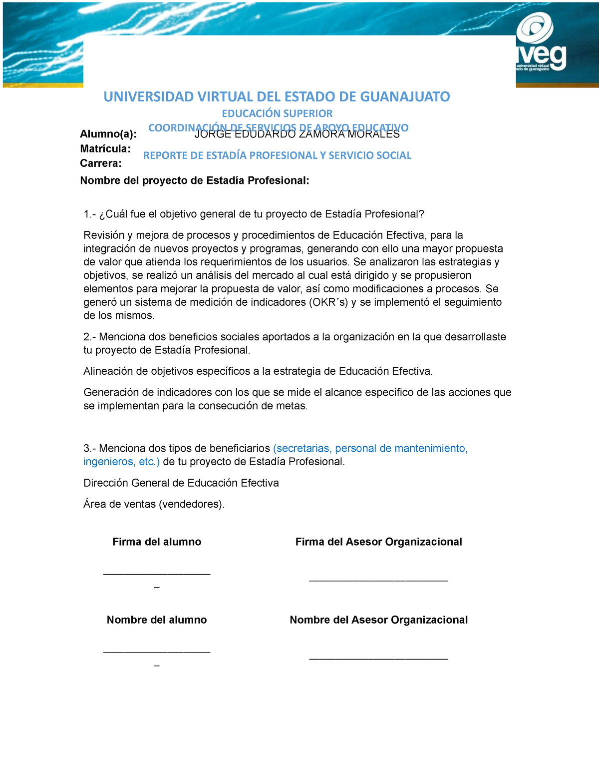 Ejemplo Del Reporte Final Del Servicio Social Nuevo E 6588