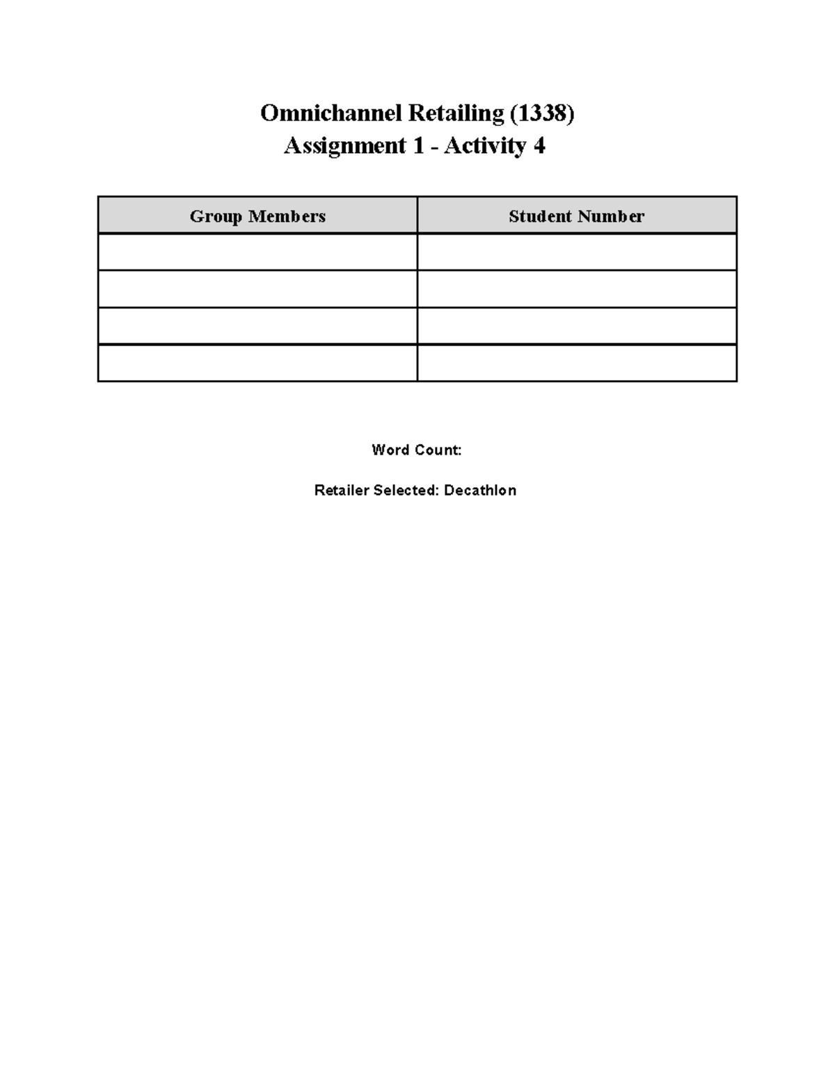 Or Assignment 1 Activity 4 Omnichannel Retailing 1338 Assignment