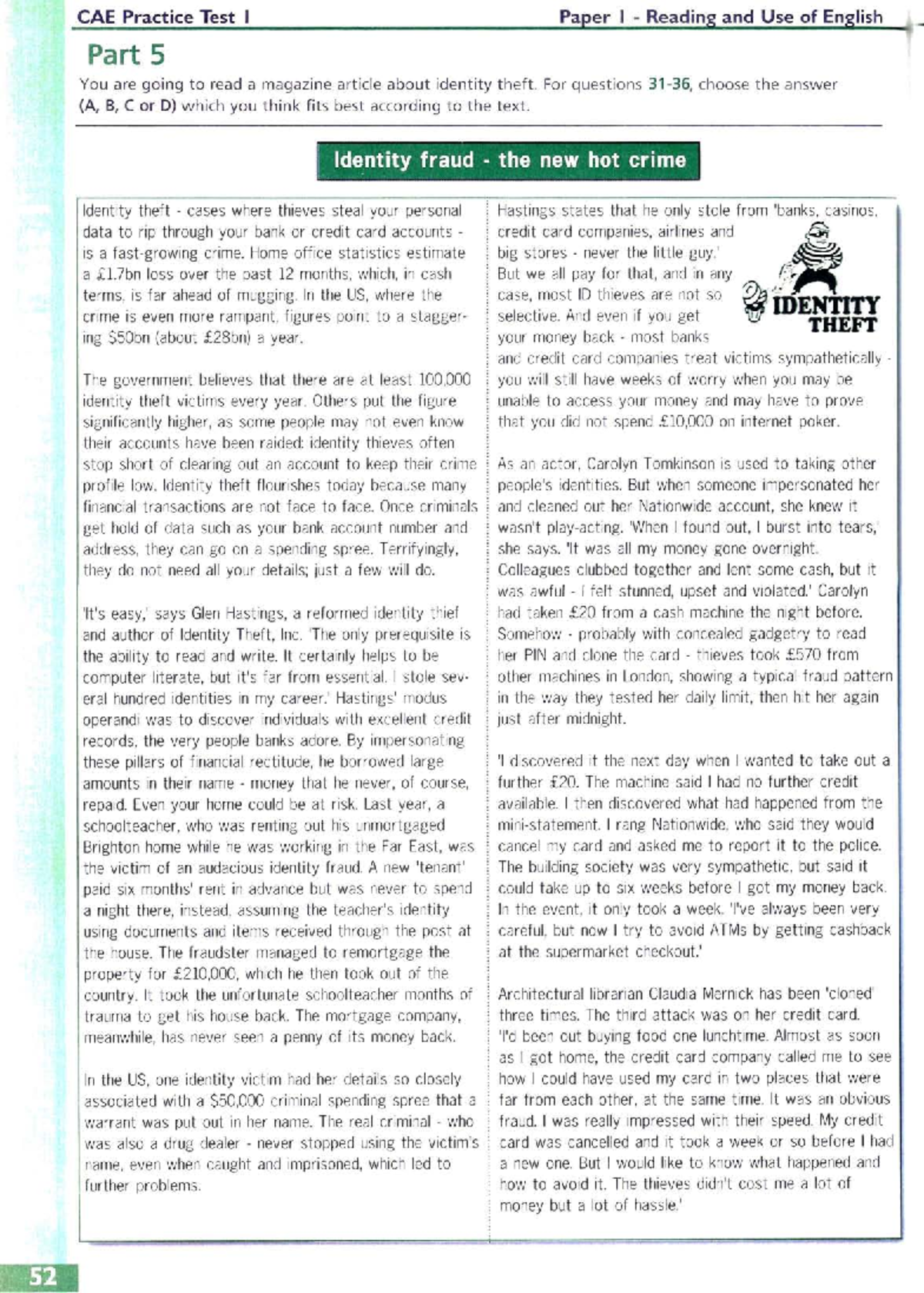 Cae reading test 1 all about ielts cae practice test and use of en