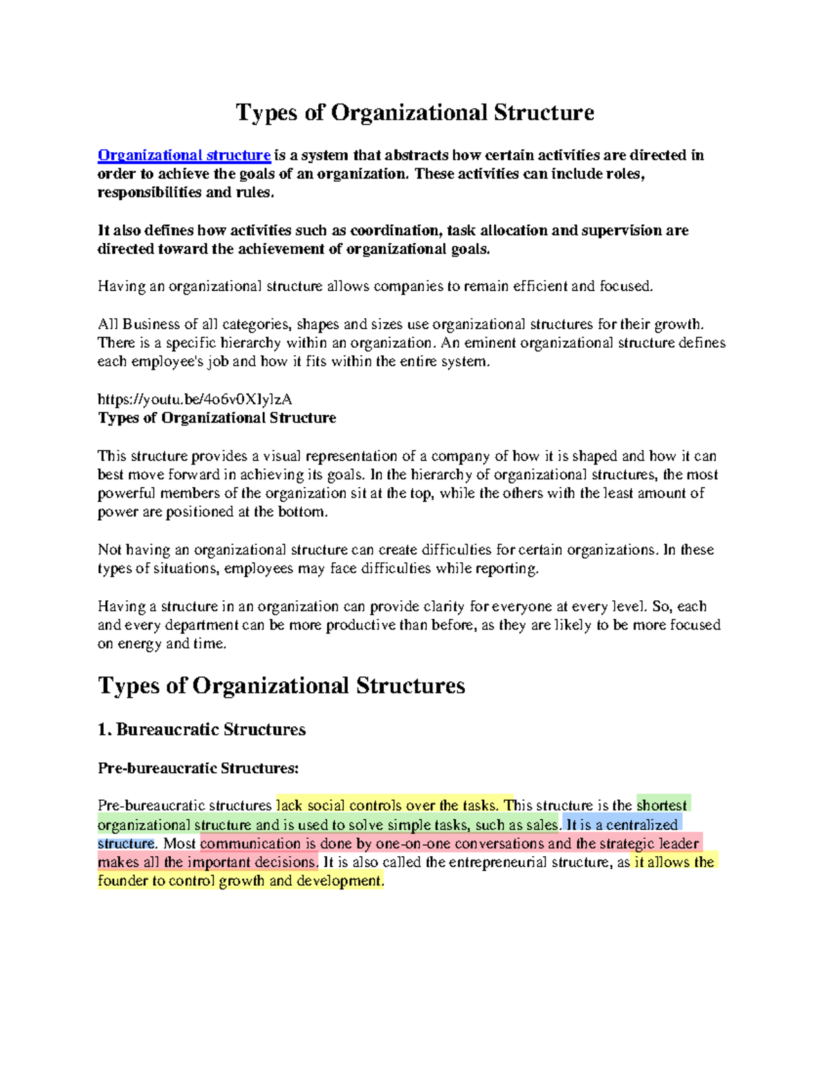 Types of Organizational Structure - Types of Organizational Structure ...